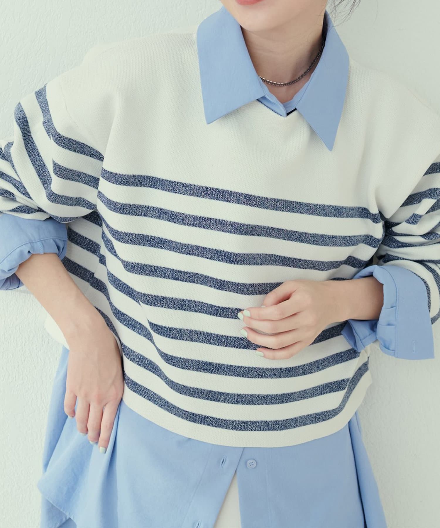 NICE CLAUP / OLIVE des OLIVE OUTLET(ナイスクラップ  / オリーブ デ オリーブ アウトレット) 【natural couture】ボーダーJQ長袖プルオーバー