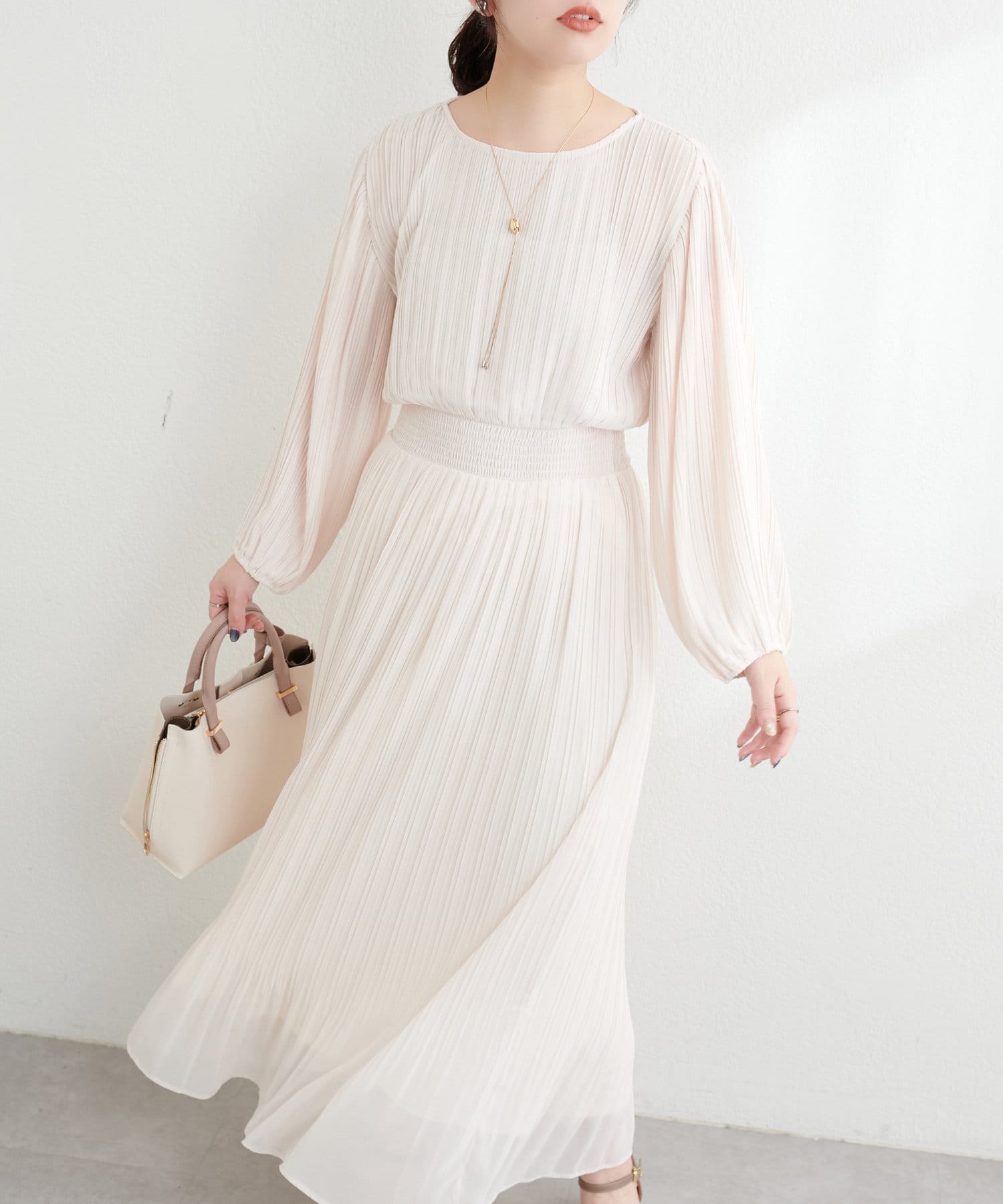 NICE CLAUP / OLIVE des OLIVE OUTLET(ナイスクラップ  / オリーブ デ オリーブ アウトレット) 【natural couture】＜osono＞総プリーツレディワンピース