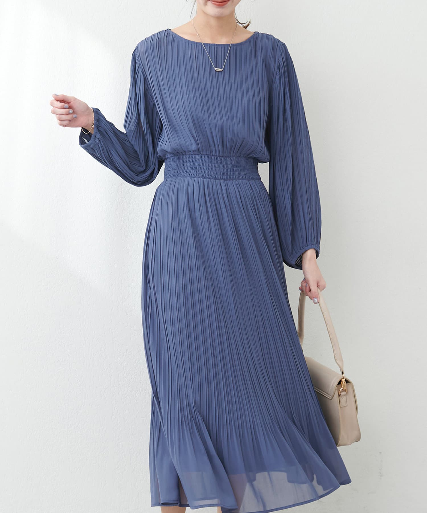 NICE CLAUP / OLIVE des OLIVE OUTLET(ナイスクラップ  / オリーブ デ オリーブ アウトレット) 【natural couture】＜osono＞総プリーツレディワンピース