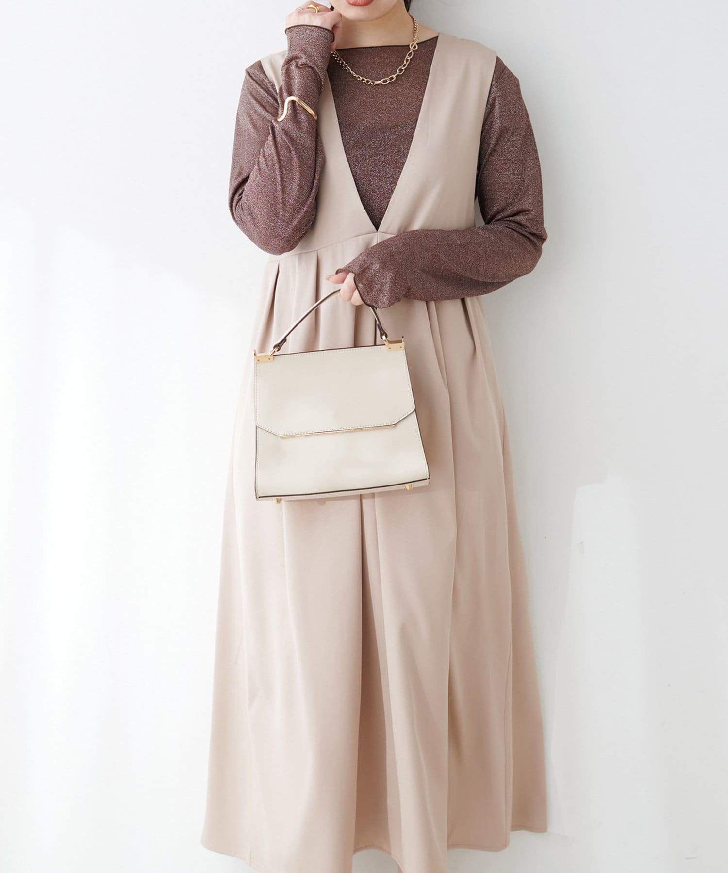 NICE CLAUP / OLIVE des OLIVE OUTLET(ナイスクラップ  / オリーブ デ オリーブ アウトレット) 【natural couture】ツイルクロスBIGチェックフロッキーワンピース