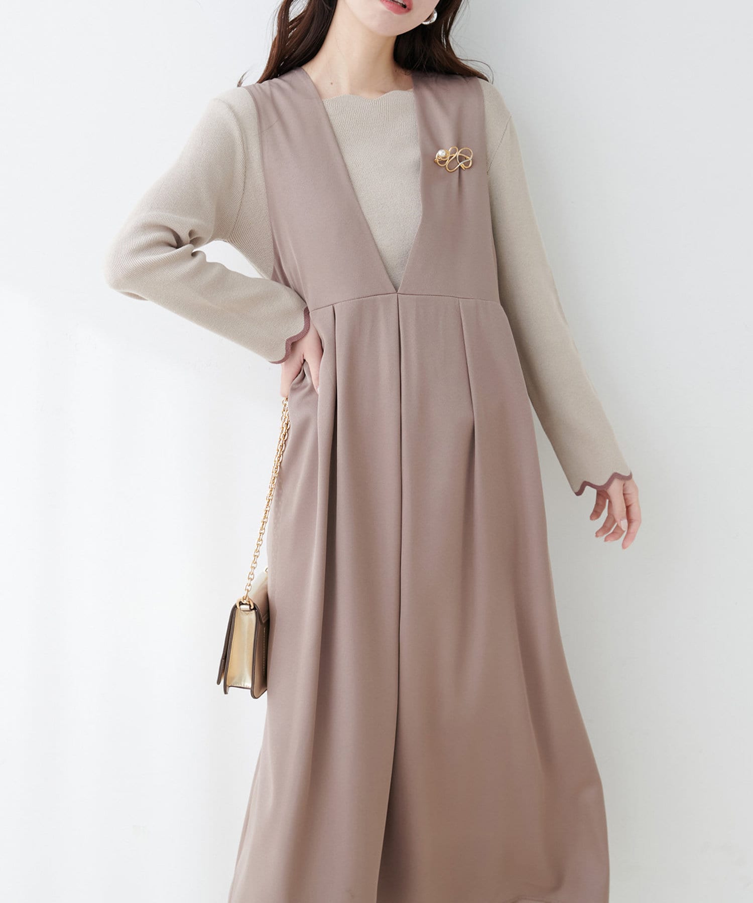NICE CLAUP / OLIVE des OLIVE OUTLET(ナイスクラップ  / オリーブ デ オリーブ アウトレット) 【natural couture】ツイルクロスBIGチェックフロッキーワンピース
