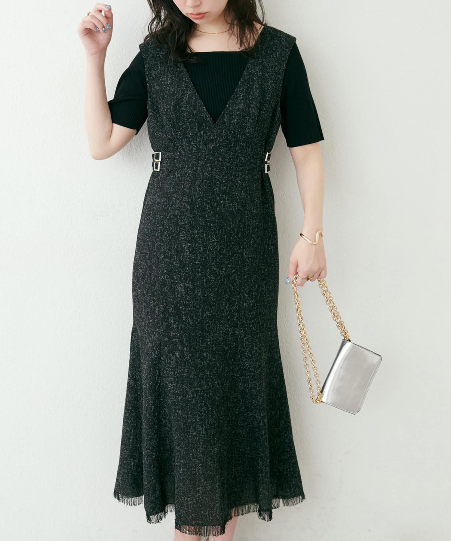 NICE CLAUP / OLIVE des OLIVE OUTLET(ナイスクラップ  / オリーブ デ オリーブ アウトレット) 【natural couture】サイドベルトデザインジャンスカ