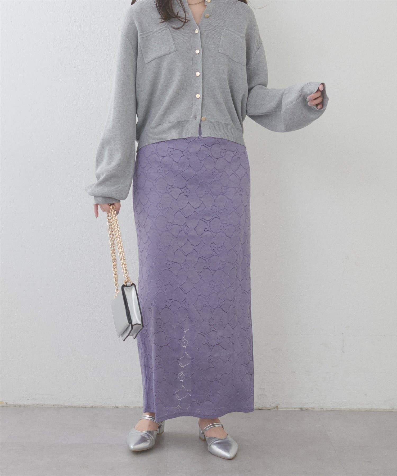 NICE CLAUP / OLIVE des OLIVE OUTLET(ナイスクラップ  / オリーブ デ オリーブ アウトレット) 【natural couture】フラワープリントカットレーススカート