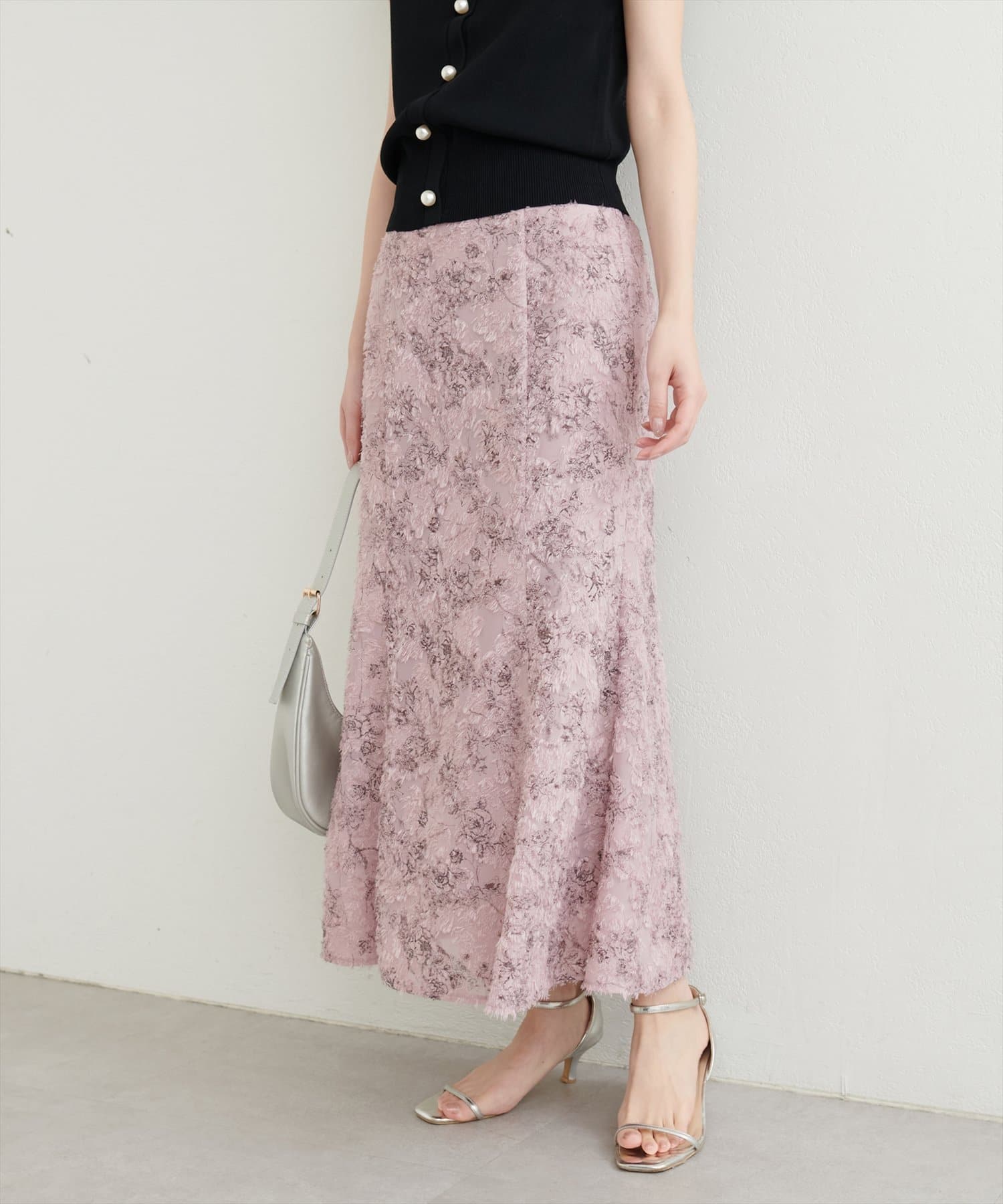 NICE CLAUP / OLIVE des OLIVE OUTLET(ナイスクラップ  / オリーブ デ オリーブ アウトレット) 【natural couture】花柄カットジャガードマーメイドスカート