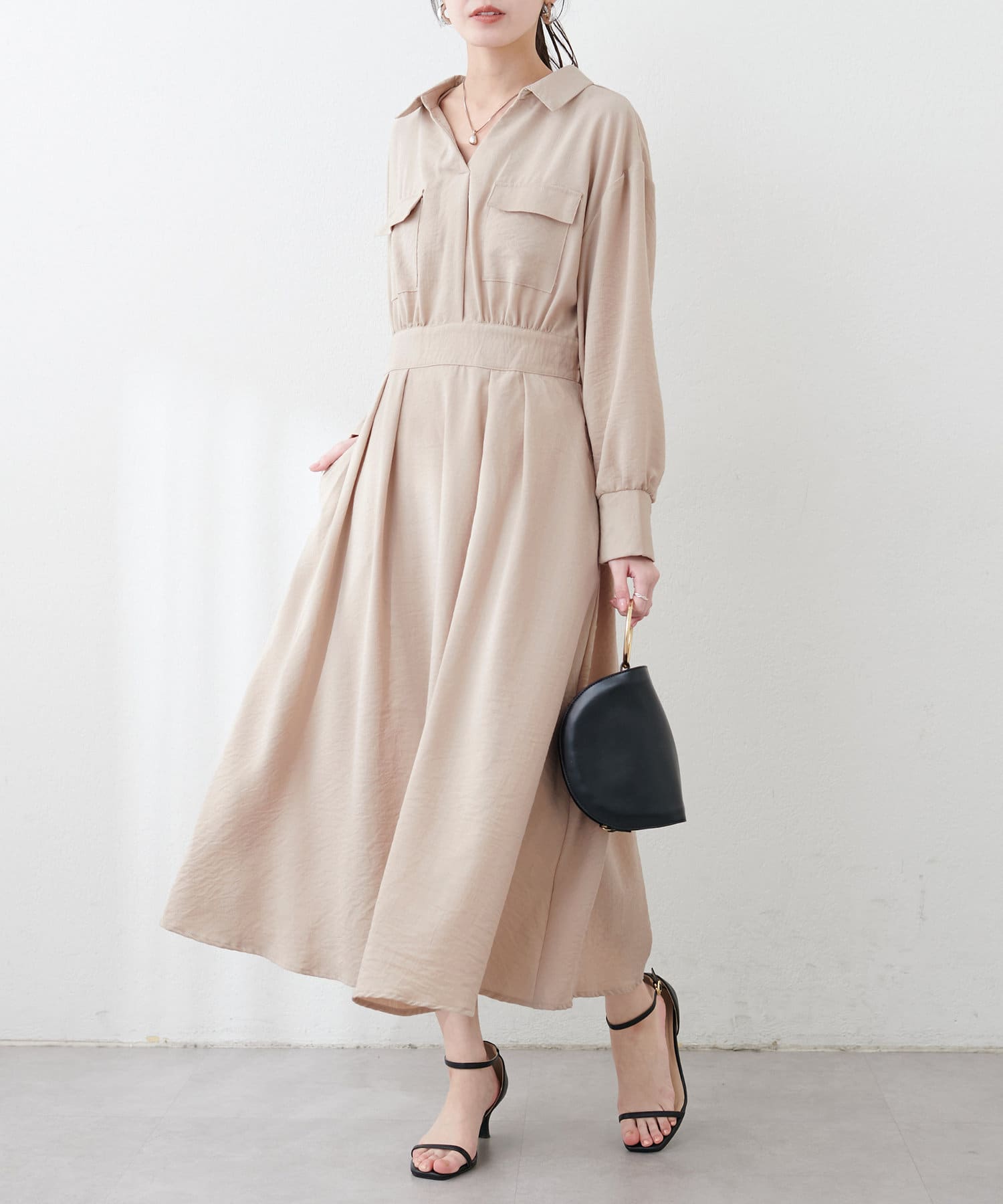【2025SS natural couture】大人気のスキッパー衿ワンピースから新たなデザインが登場！■Designデコルテラインをすっきりヘルシーに見せてくれるスキッパーデザインと、ウエストライン