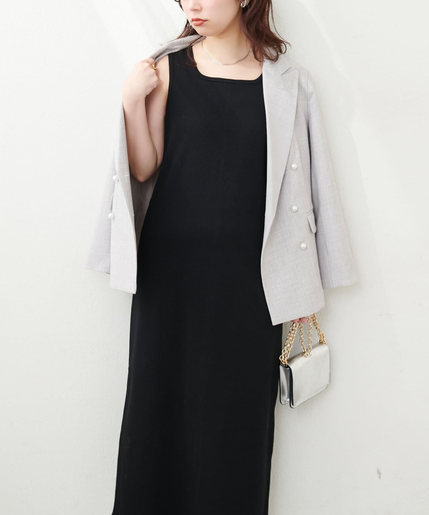 NICE CLAUP / OLIVE des OLIVE OUTLET(ナイスクラップ  / オリーブ デ オリーブ アウトレット) 【natural couture】カーデ付きリブワンピース