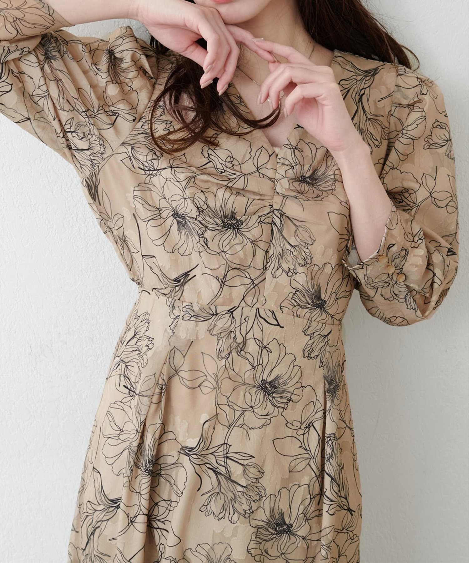NICE CLAUP / OLIVE des OLIVE OUTLET(ナイスクラップ  / オリーブ デ オリーブ アウトレット) 【natural couture】線画ジャガードワンピース