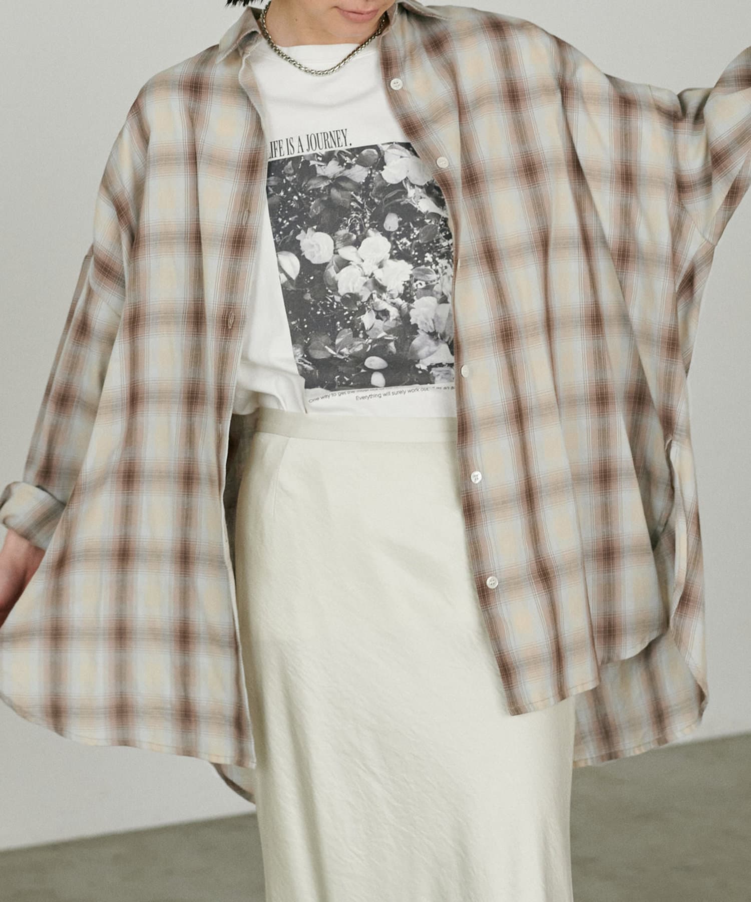 NICE CLAUP / OLIVE des OLIVE OUTLET(ナイスクラップ  / オリーブ デ オリーブ アウトレット) 【LARUTA】チェック柄シャツプルオーバー