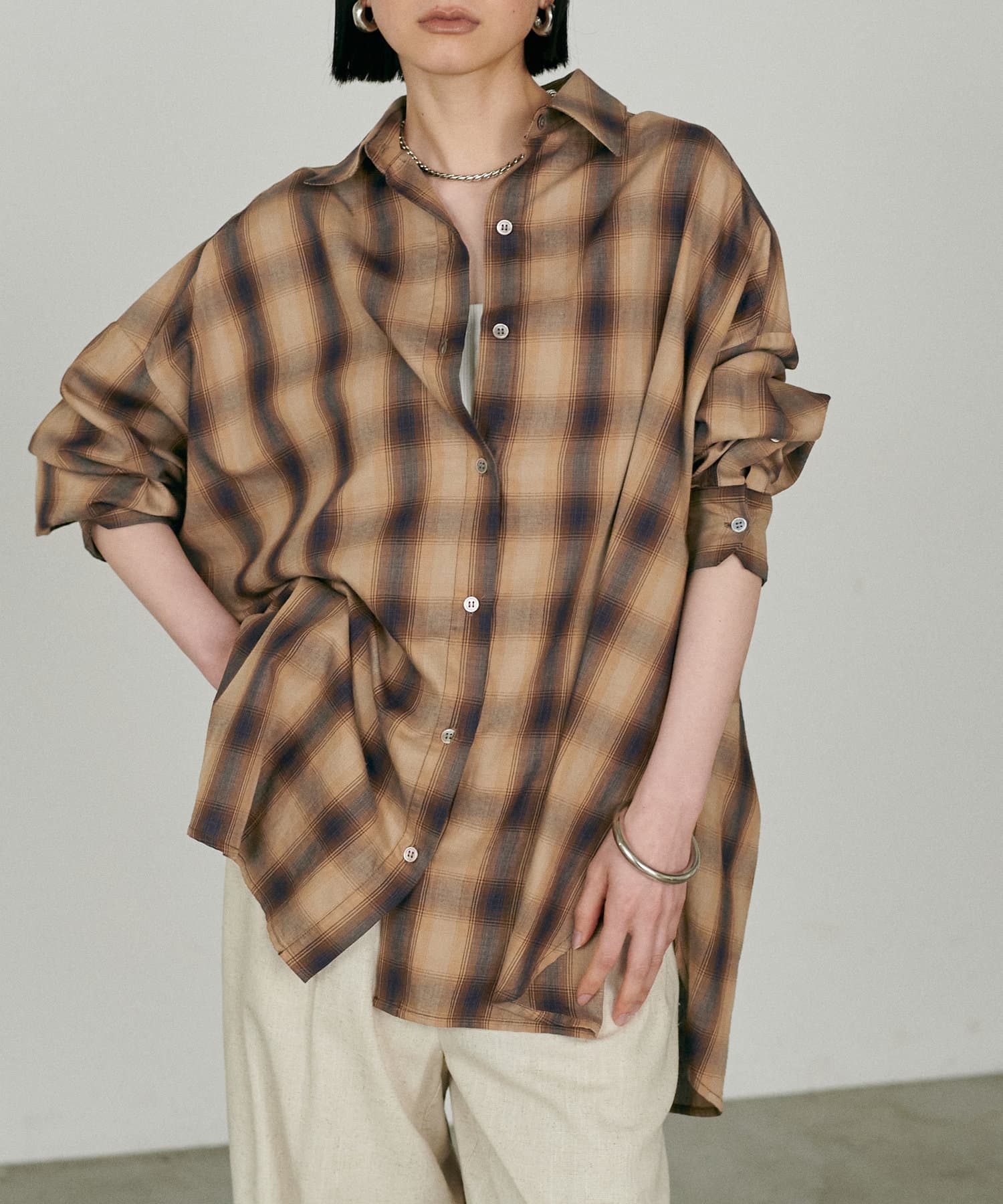 NICE CLAUP / OLIVE des OLIVE OUTLET(ナイスクラップ  / オリーブ デ オリーブ アウトレット) 【LARUTA】チェック柄シャツプルオーバー