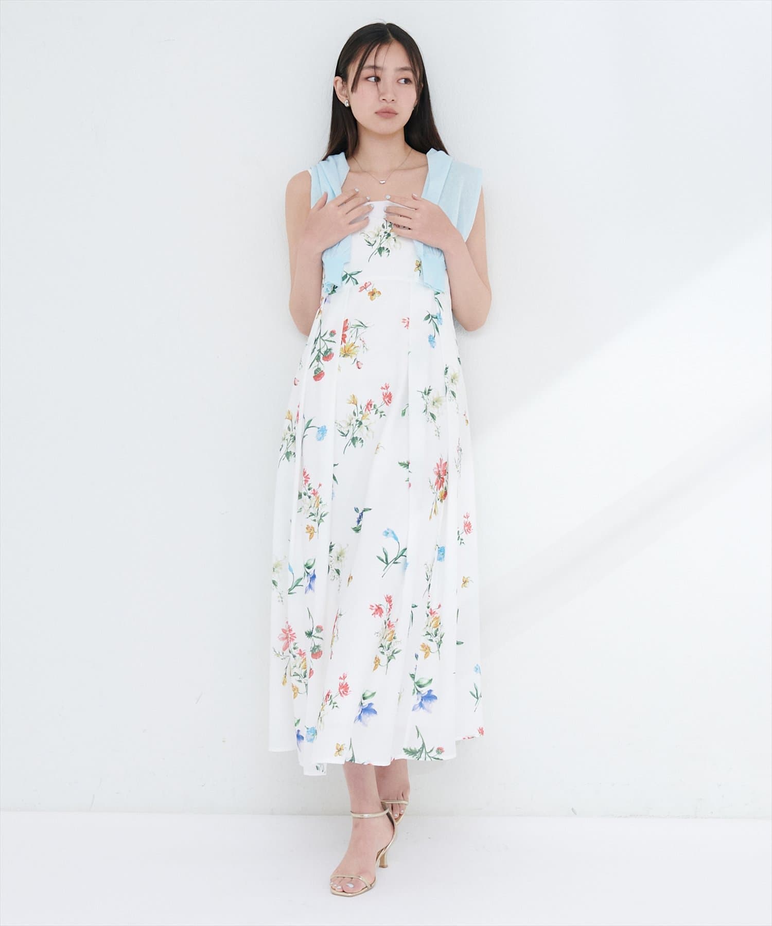 ガーデンフラワー柄フレアキャミワンピース | natural couture