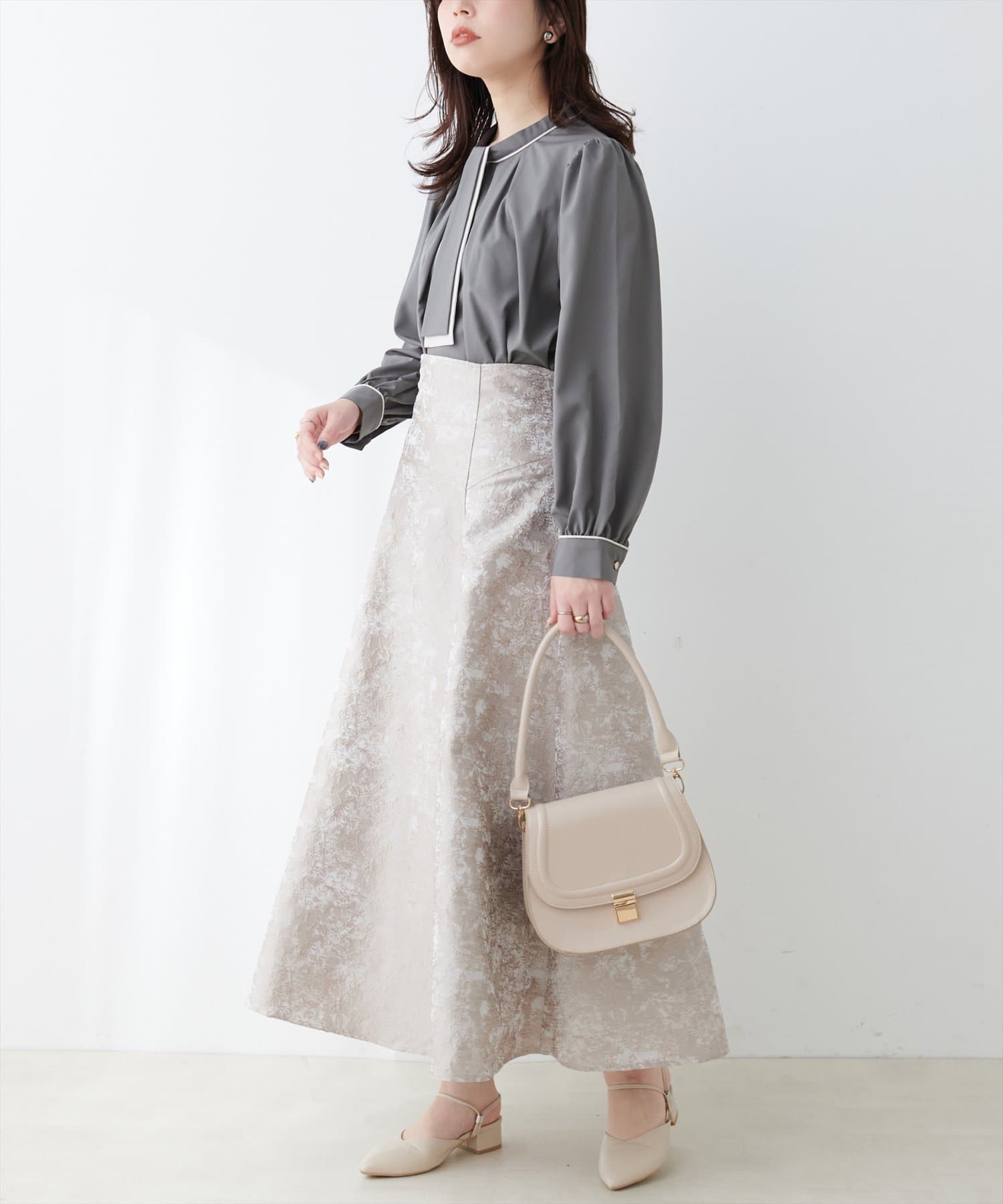 NICE CLAUP / OLIVE des OLIVE OUTLET(ナイスクラップ  / オリーブ デ オリーブ アウトレット) 【natural couture】マルチＷＡＹボウタイ配色ブラウス