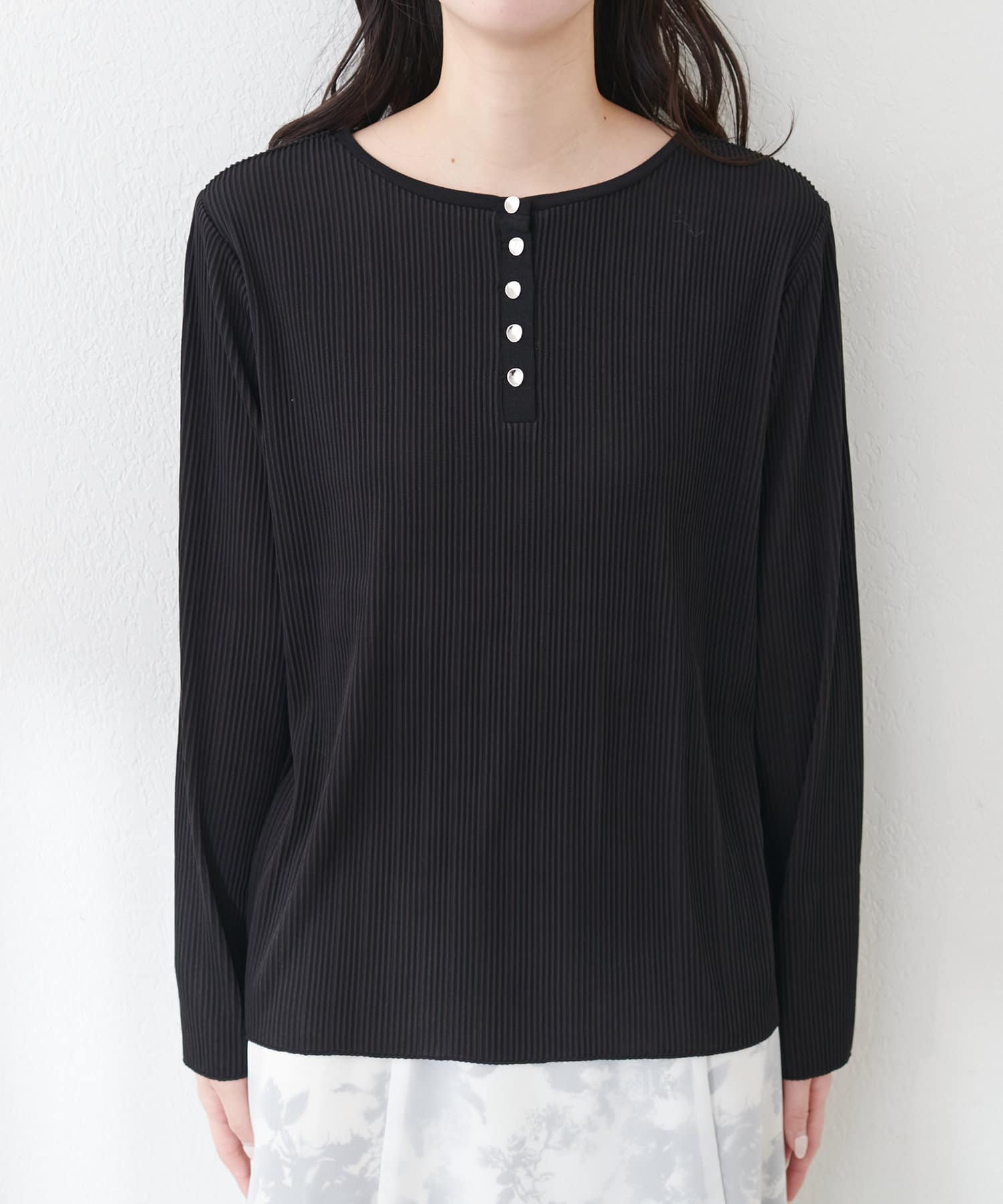 NICE CLAUP / OLIVE des OLIVE OUTLET(ナイスクラップ  / オリーブ デ オリーブ アウトレット) 【natural couture】前後２ＷＡＹストライプ調カットソー
