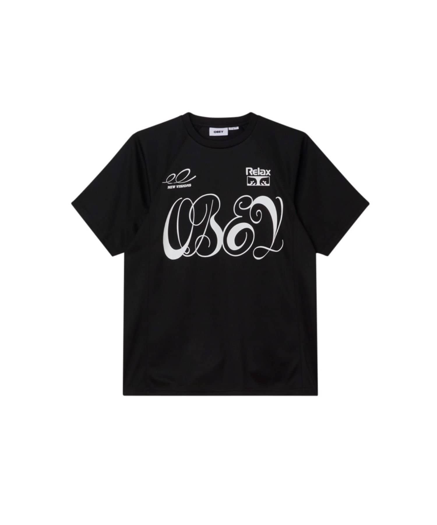 【OBEY/オベイ】 PLAZA ACTIVE TOP■デザイン• パフォーマンス ショートスリーブ トップ• コントラスト スタイル ライン• リブ ネックバンド• 胸と背中に OBEY プリント•