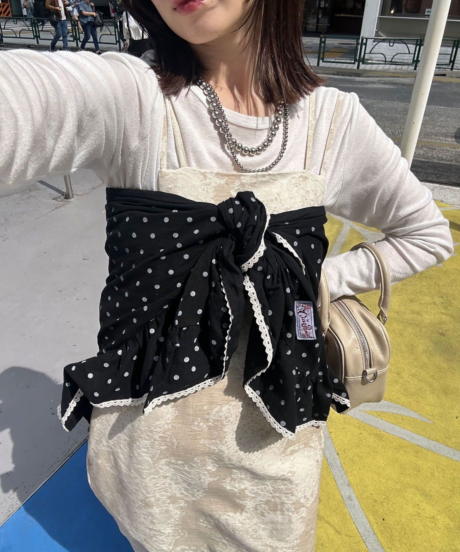 CIAOPANIC(チャオパニック) 【ドット/チェック】マルチWAYフリルビッグスカーフ