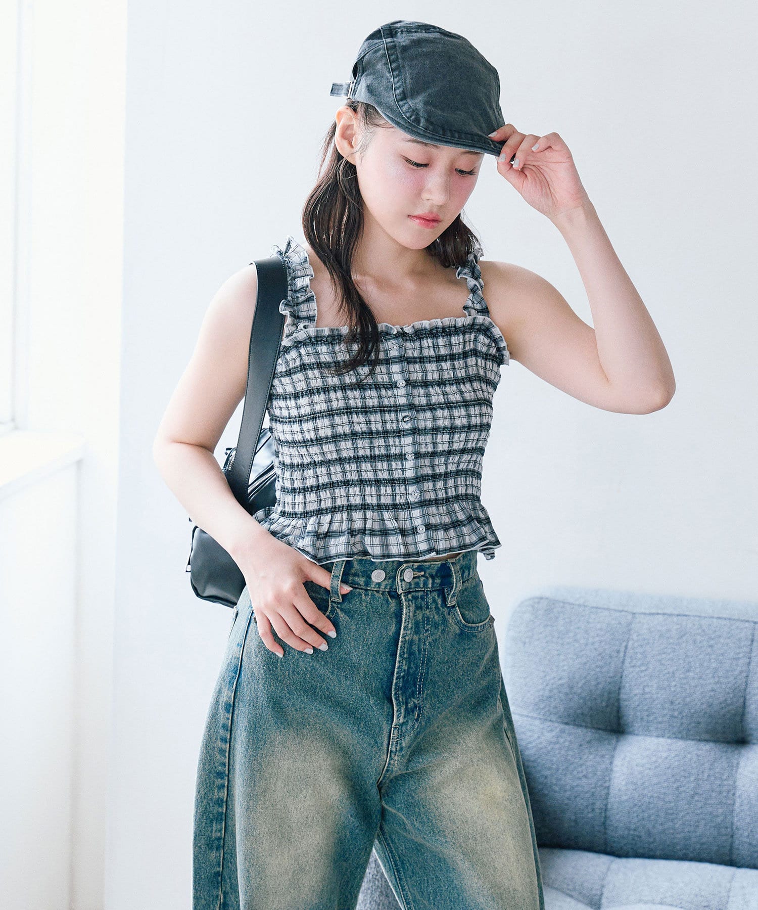OLIVE des OLIVE(オリーブ デ オリーブ) シャーリングキャミブラウス