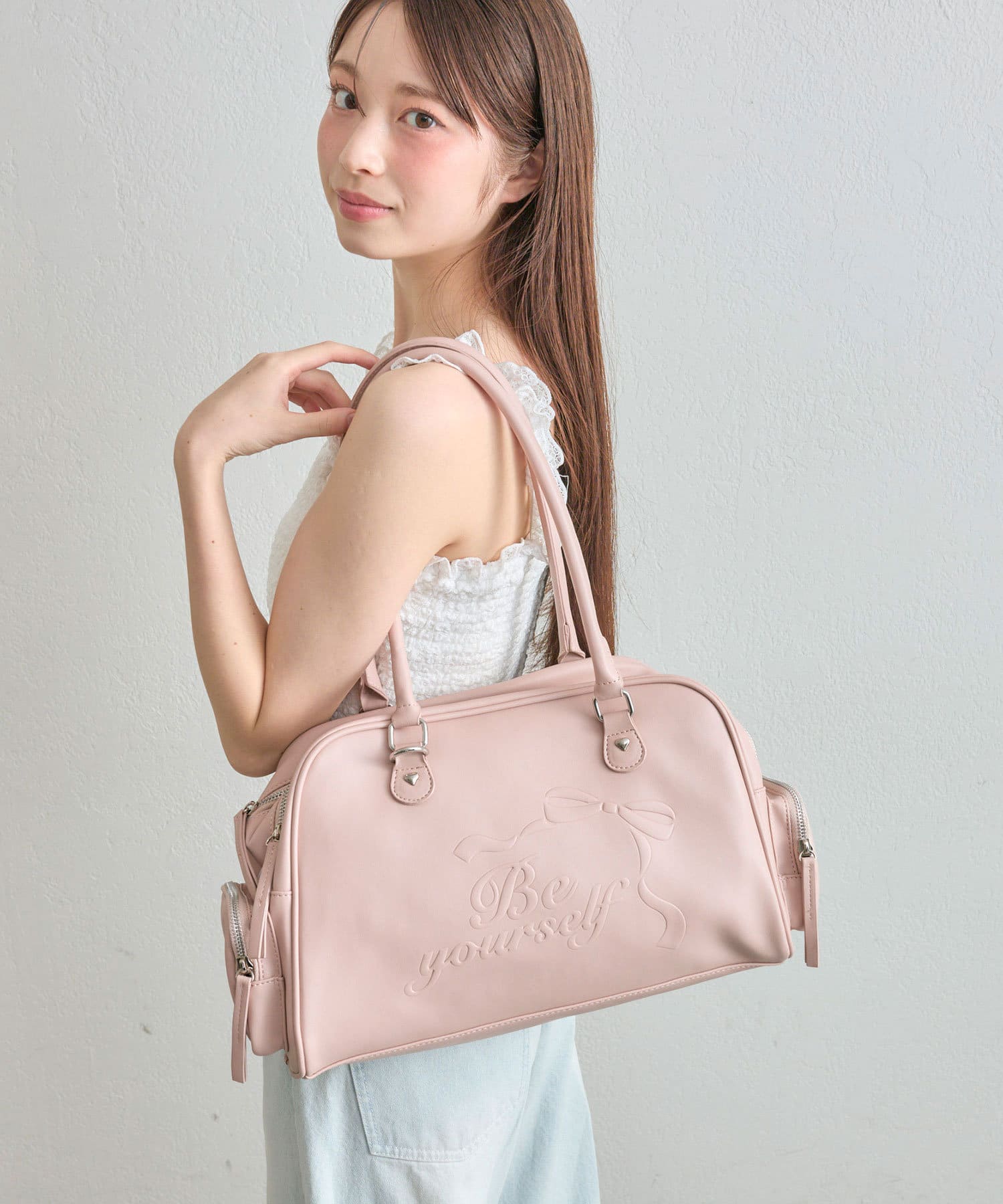 OLIVE des OLIVE エンボスリボンボストンバッグ エンボスリボンボストンバッグ | OLIVE des OLIVE(オリーブ デ