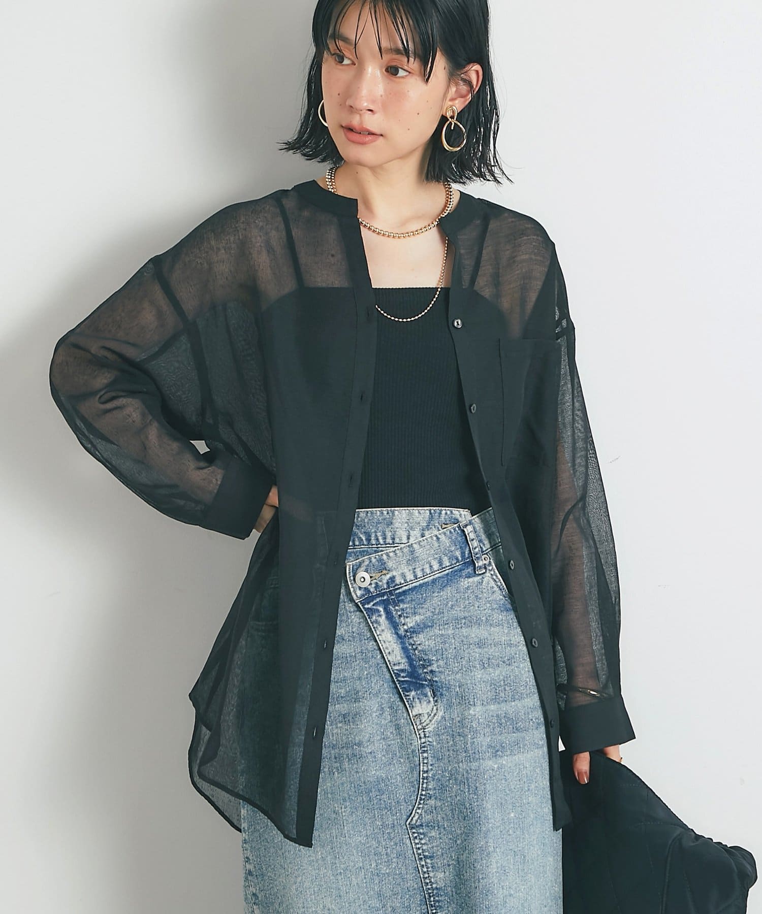 un dix cors(アンディコール) 《1枚着にも羽織にも◎》リネンライクシアータックシャツ