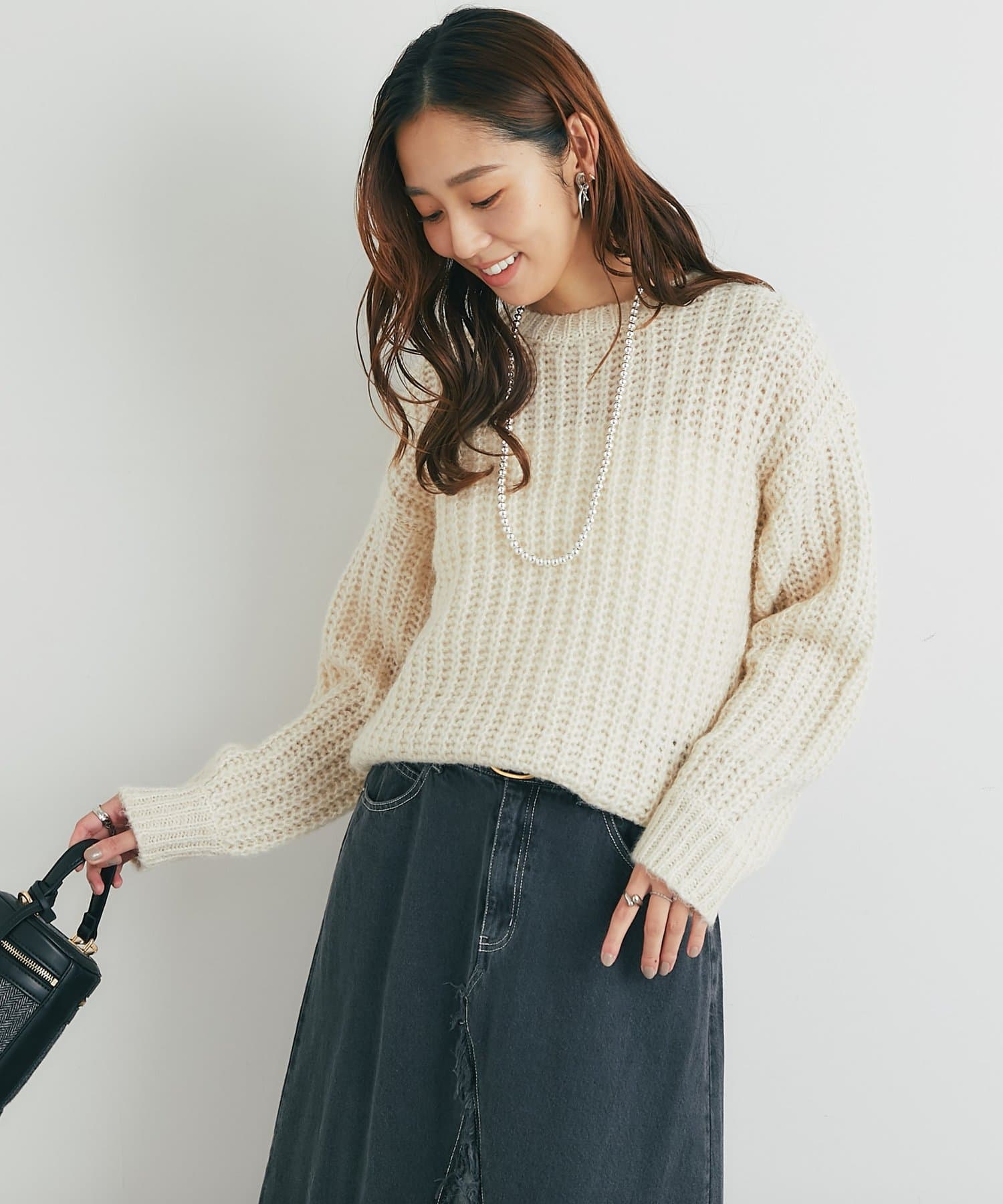 un dix cors(アンディコール) 《ふわふわな着心地》ボールドへアリーヤーンニット