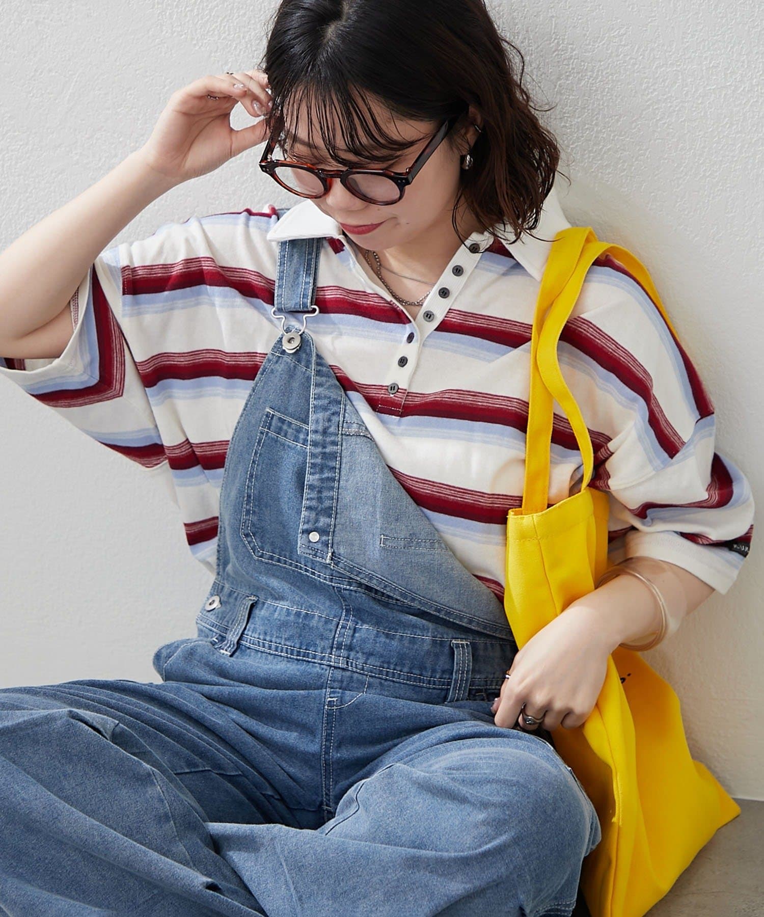 NICE CLAUP / OLIVE des OLIVE OUTLET(ナイスクラップ  / オリーブ デ オリーブ アウトレット) 【NUNIFE】マルチボーダーポロトップス　ユニセックス
