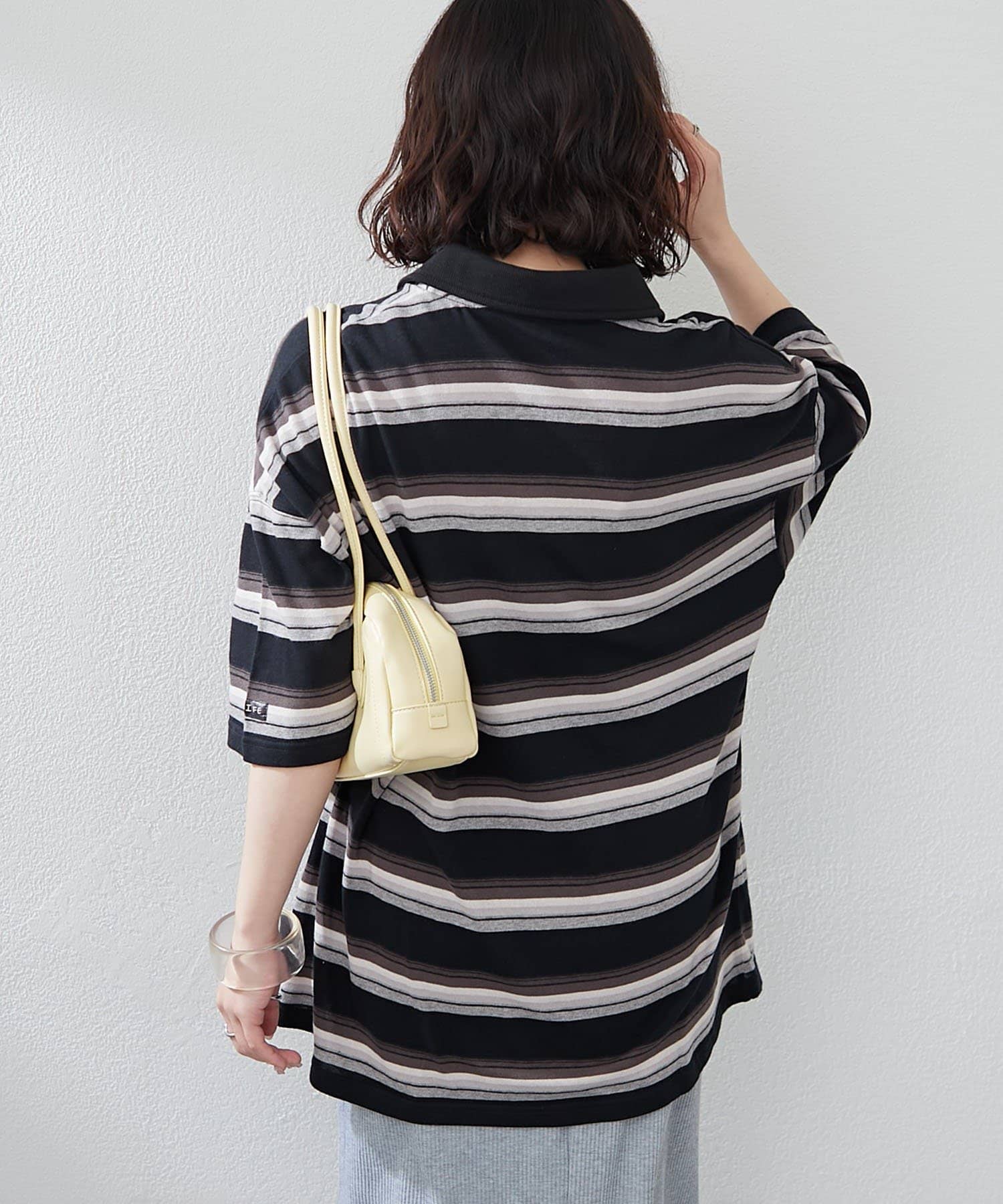 NICE CLAUP / OLIVE des OLIVE OUTLET(ナイスクラップ  / オリーブ デ オリーブ アウトレット) 【NUNIFE】マルチボーダーポロトップス　ユニセックス