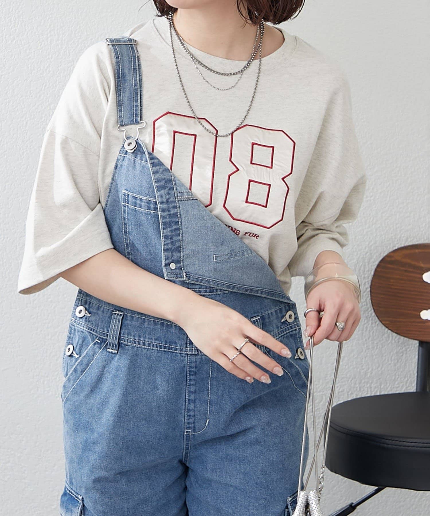 NICE CLAUP / OLIVE des OLIVE OUTLET(ナイスクラップ  / オリーブ デ オリーブ アウトレット) 【RMAF】NUNIFE/アップリケサテンロゴBIGT