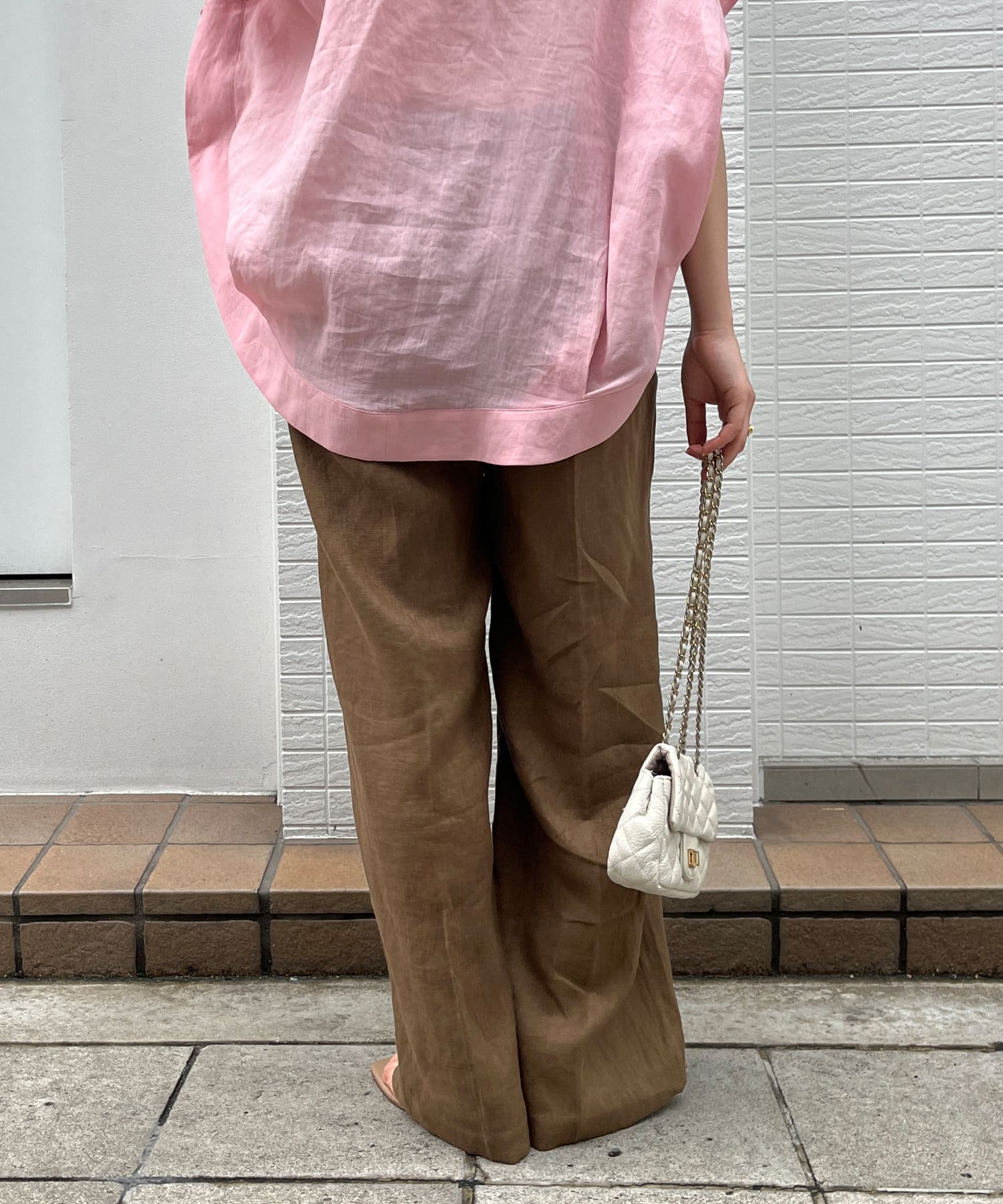 DOUDOU(ドゥドゥ) リネン紐ドロストパンツ