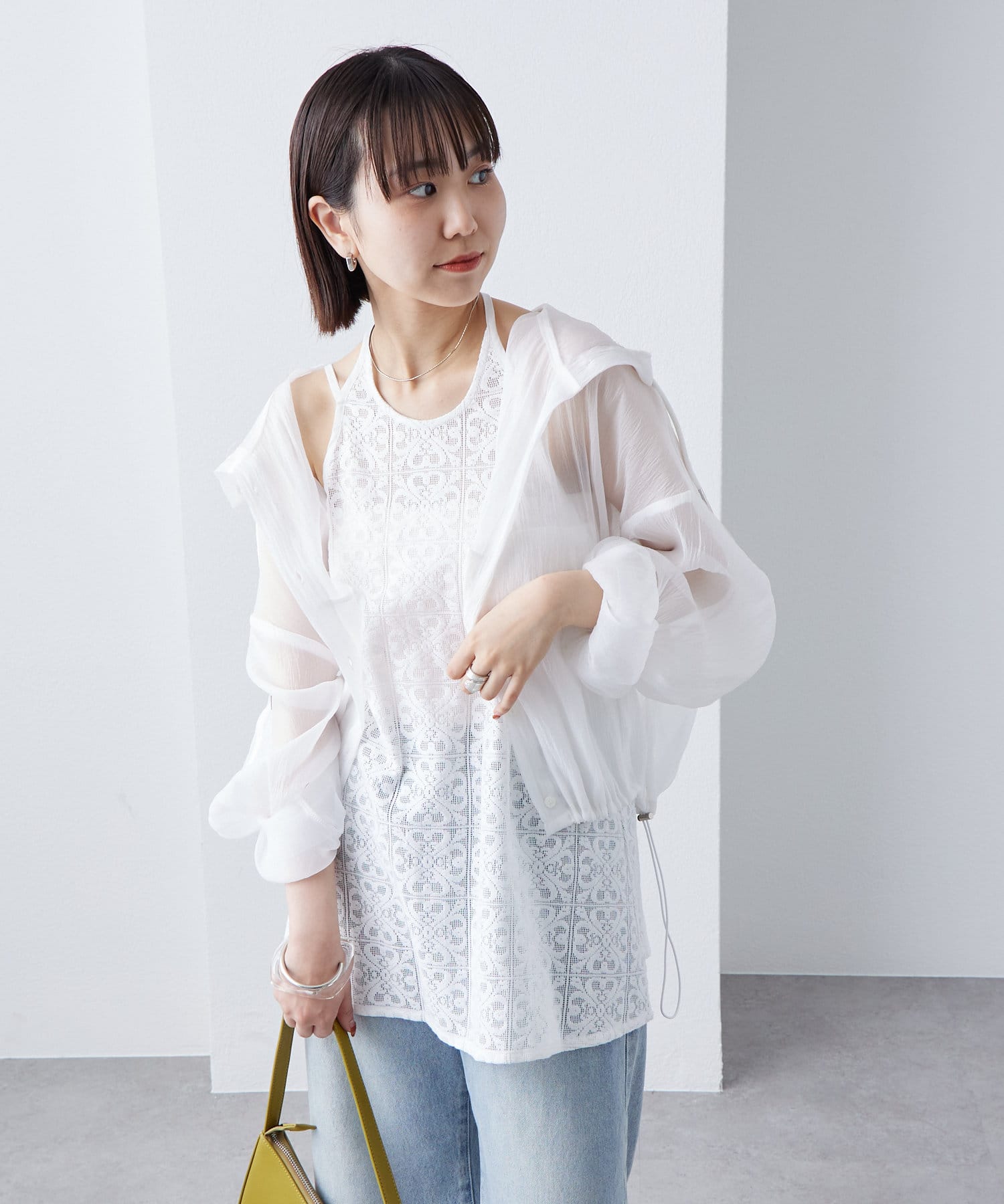 mystic　シアースキッパーフーディーシャツ　★アイボリー シアースキッパーフーディーシャツ | mystic(ミスティック