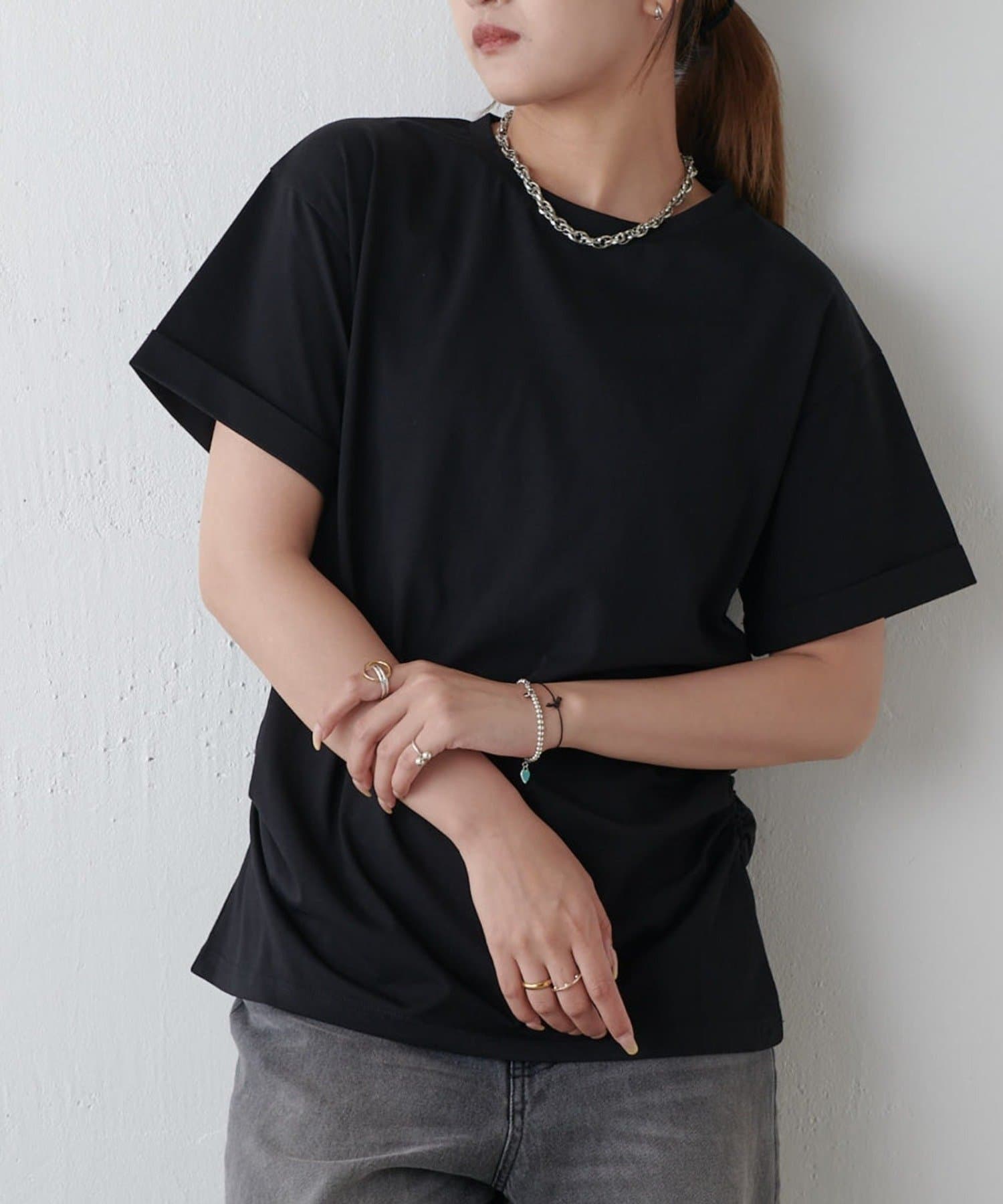 Lui's(ルイス) 袖ロール半袖Tシャツ