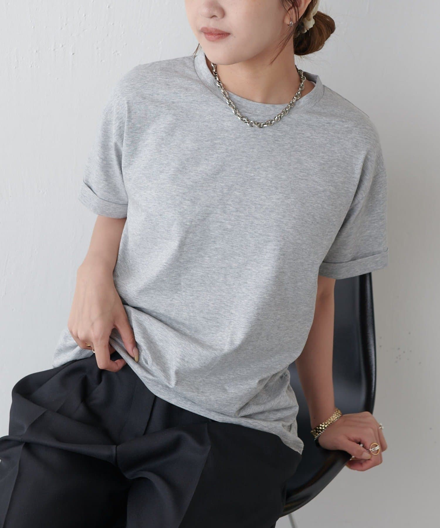 Lui's(ルイス) 袖ロール半袖Tシャツ