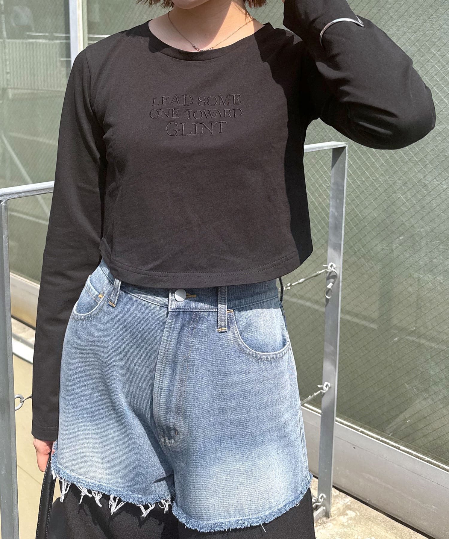 OUTLET(アウトレット) 【mystic】ロゴ刺繍ロングTシャツ