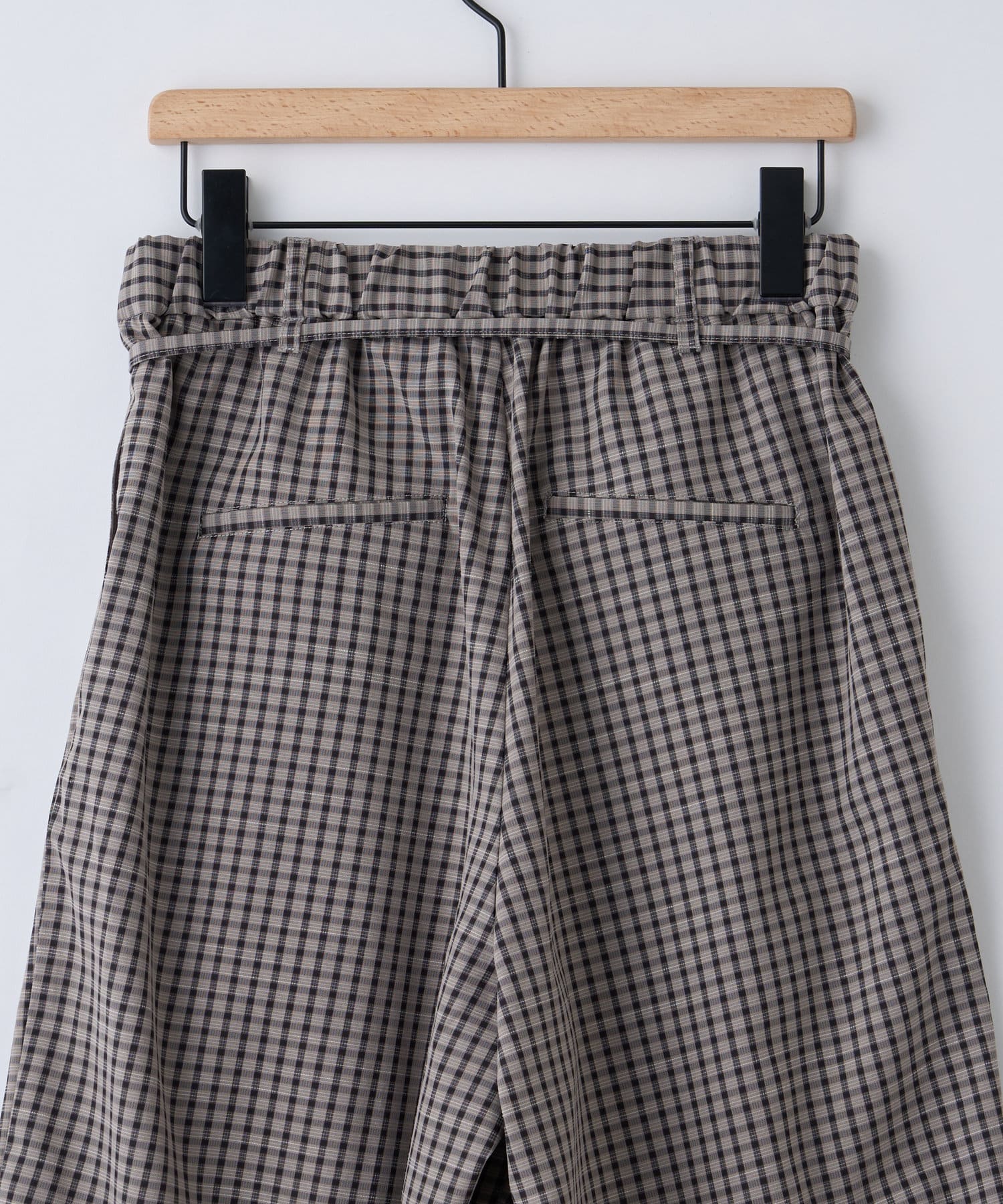 OUTLET(アウトレット) 【Discoat】チェックベルト付タックワイドパンツ