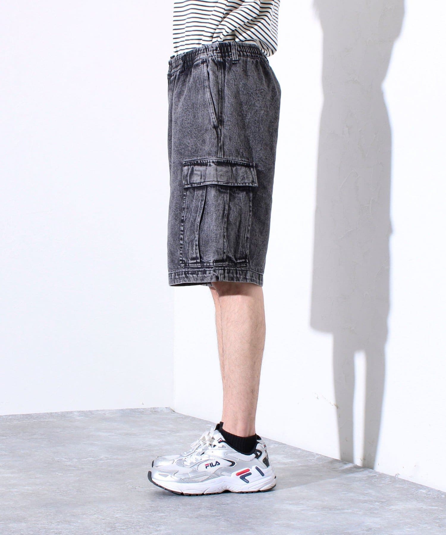 FREDY & GLOSTER(フレディ アンド グロスター) 【GLOSTER】イージーデニムカーゴショーツ／USEDライク ハーフパンツ