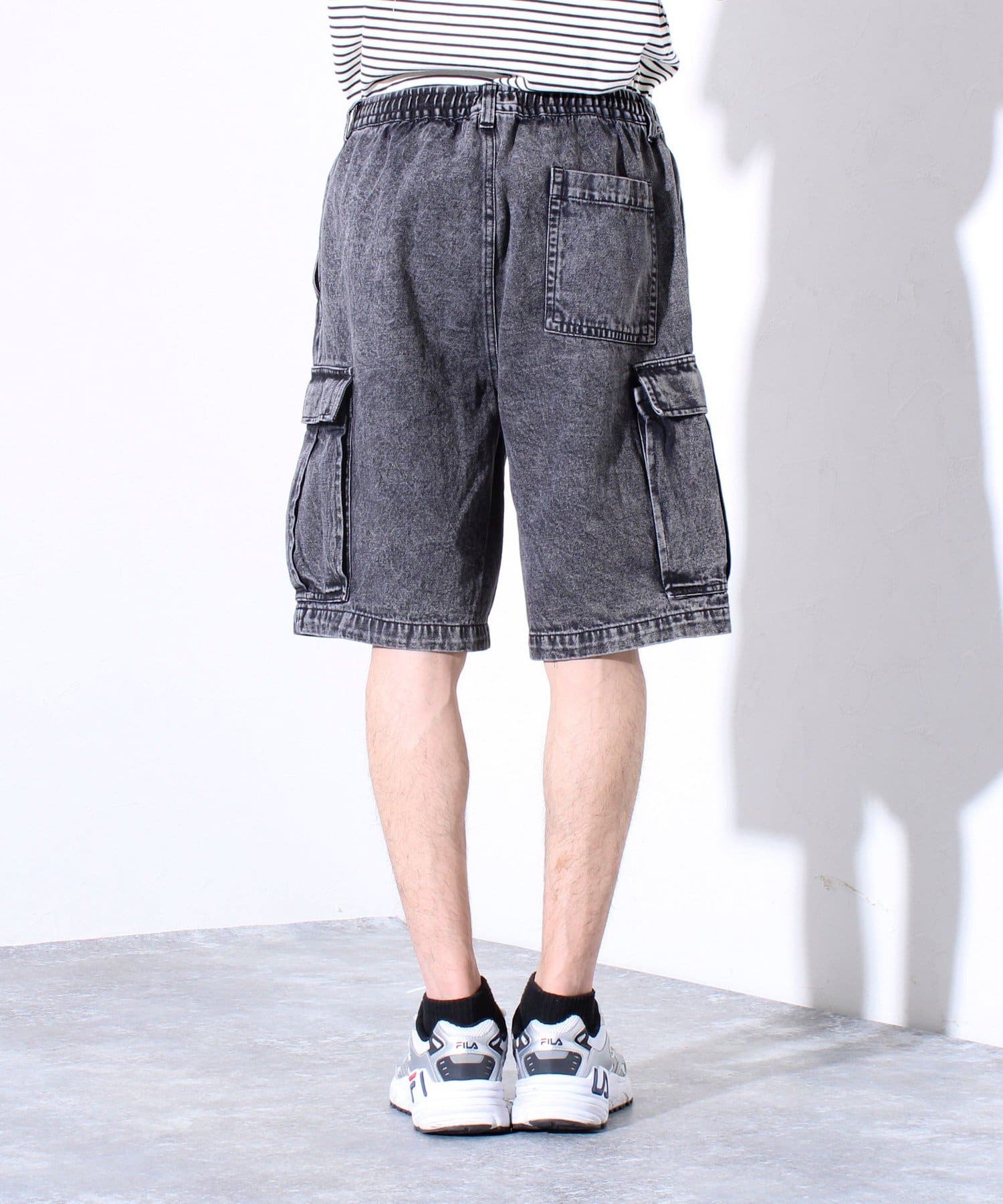 FREDY & GLOSTER(フレディ アンド グロスター) 【GLOSTER】イージーデニムカーゴショーツ／USEDライク ハーフパンツ