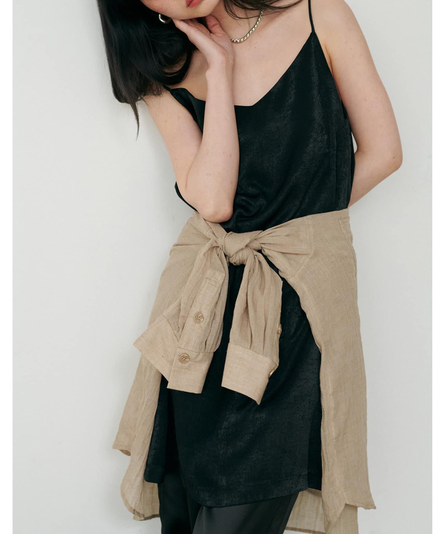 NICE CLAUP / OLIVE des OLIVE OUTLET(ナイスクラップ  / オリーブ デ オリーブ アウトレット) 【LARUTA】マットバックサテンチュニックワンピース