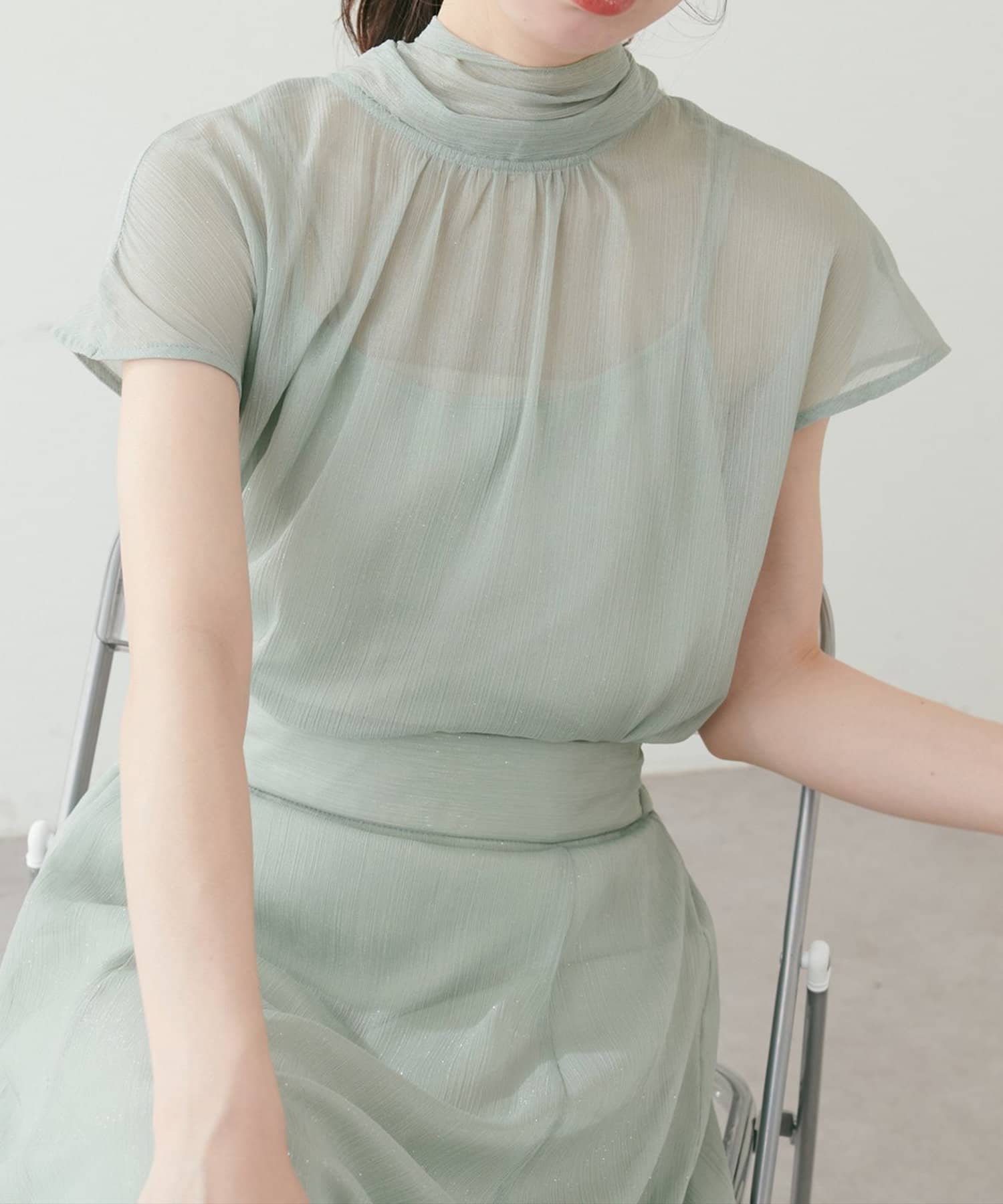 NICE CLAUP / OLIVE des OLIVE OUTLET(ナイスクラップ  / オリーブ デ オリーブ アウトレット) 【natural couture】フレンチスリーブボータイブラウス