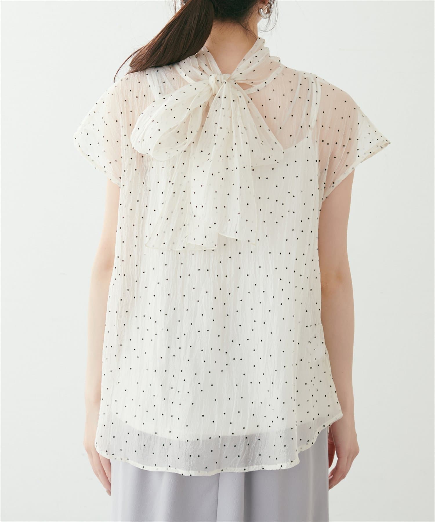 NICE CLAUP / OLIVE des OLIVE OUTLET(ナイスクラップ  / オリーブ デ オリーブ アウトレット) 【natural couture】フレンチスリーブボータイブラウス