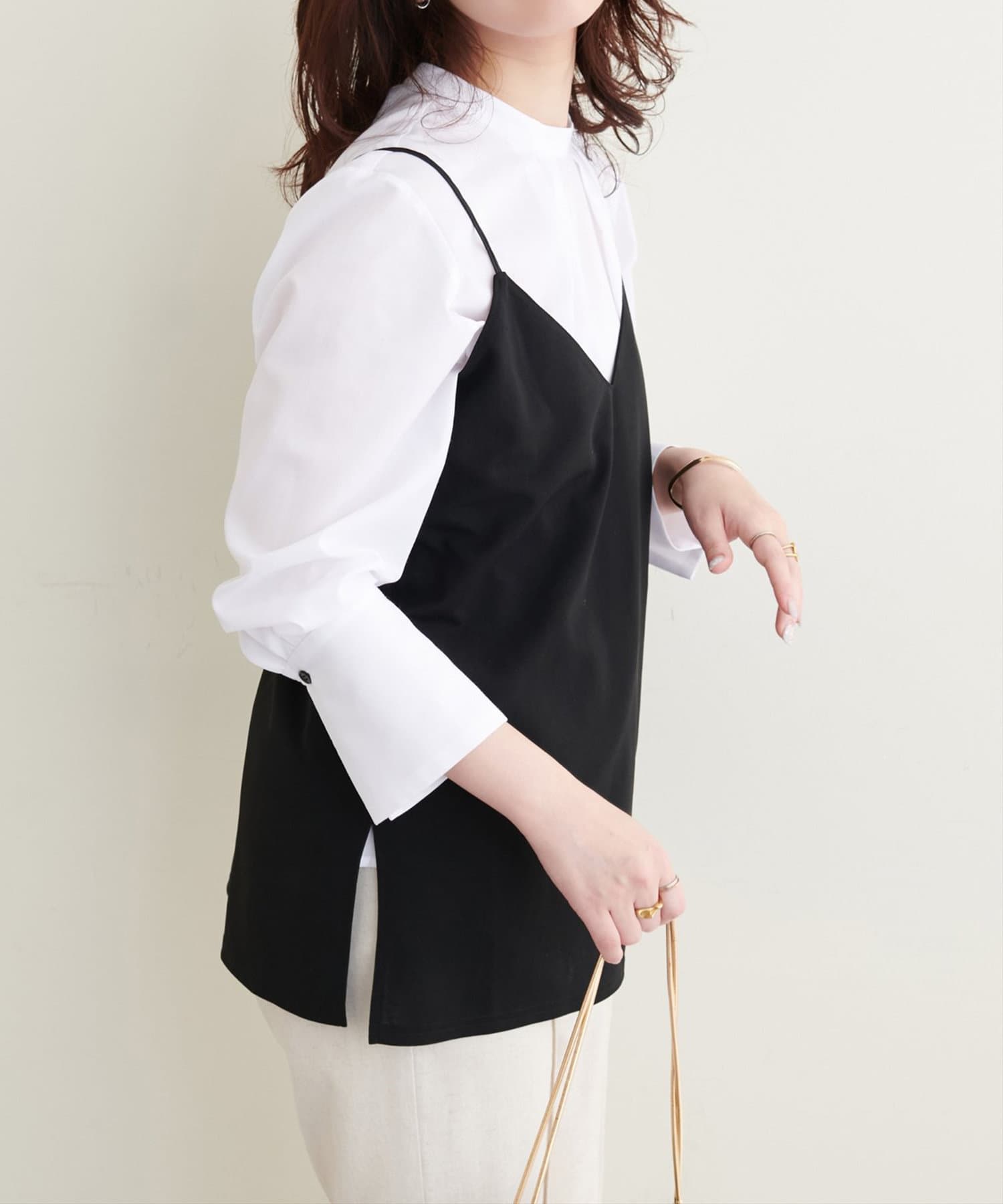 NICE CLAUP / OLIVE des OLIVE OUTLET(ナイスクラップ  / オリーブ デ オリーブ アウトレット) 【natural couture】バック釦スタンドカラーシャツ