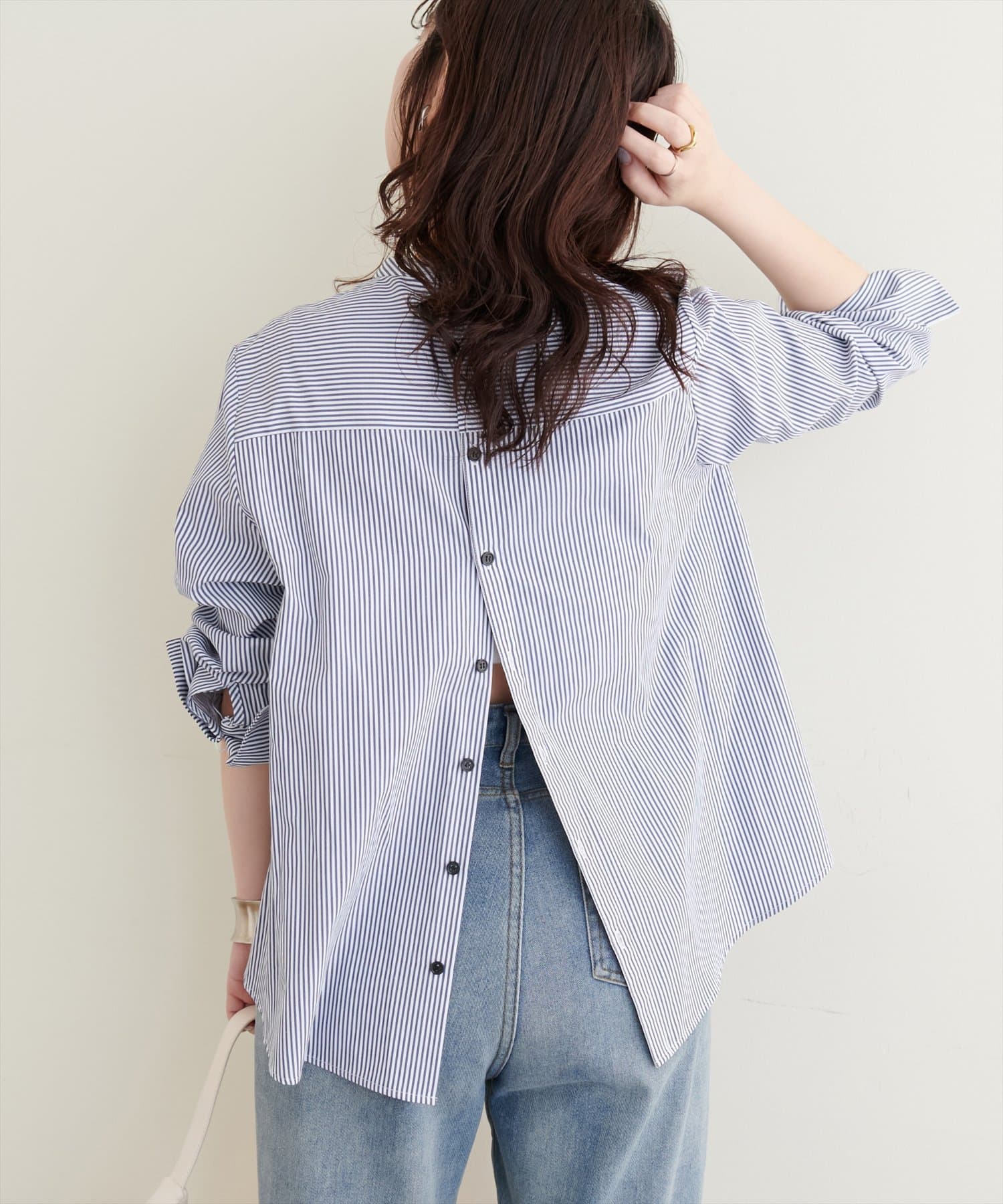NICE CLAUP / OLIVE des OLIVE OUTLET(ナイスクラップ  / オリーブ デ オリーブ アウトレット) 【natural couture】バック釦スタンドカラーシャツ