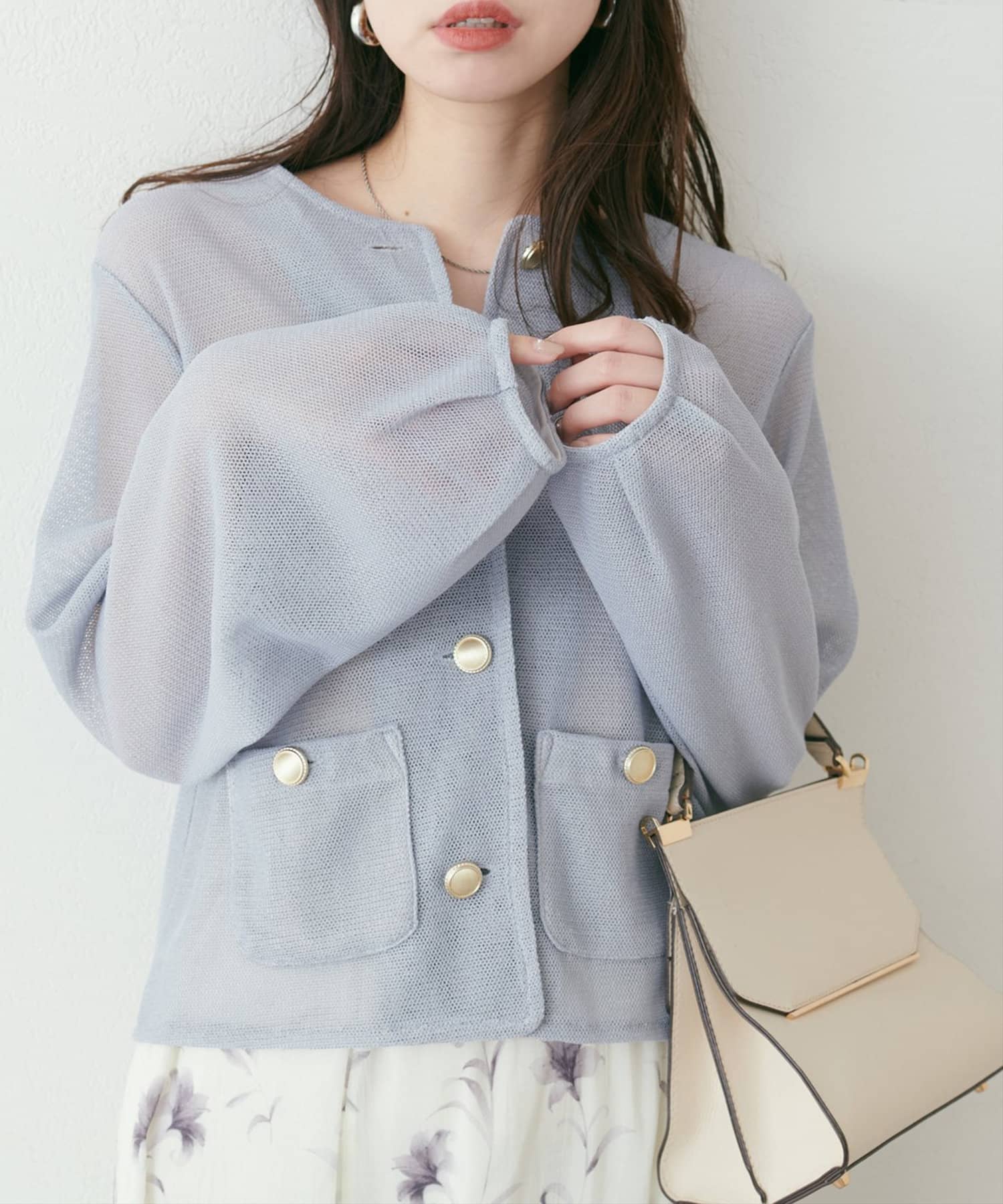 NICE CLAUP / OLIVE des OLIVE OUTLET(ナイスクラップ  / オリーブ デ オリーブ アウトレット) 【natural couture】ラッセルノーカラー羽織ジャケット