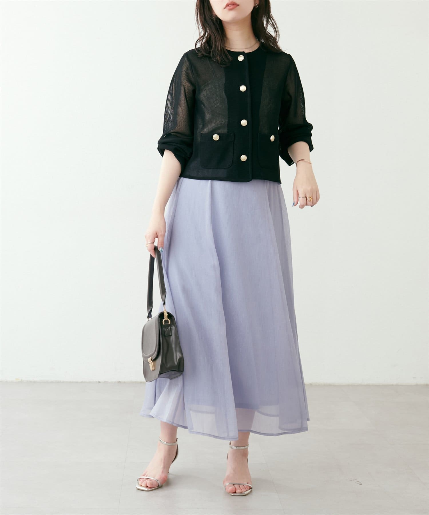 NICE CLAUP / OLIVE des OLIVE OUTLET(ナイスクラップ  / オリーブ デ オリーブ アウトレット) 【natural couture】ラッセルノーカラー羽織ジャケット