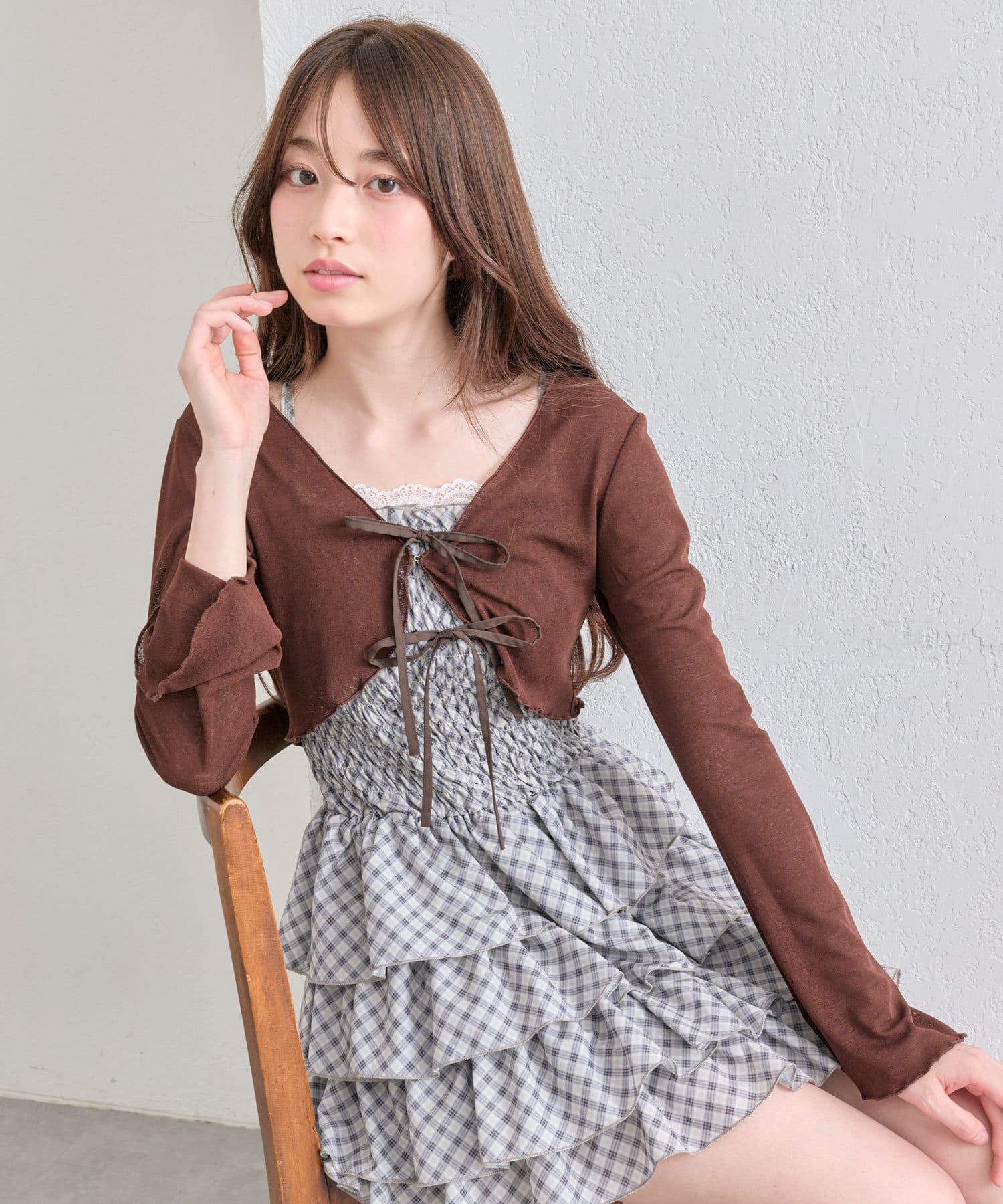OLIVE des OLIVE(オリーブ デ オリーブ) 【SETアイテム】シャーリングキャミワンピとボレロのセット