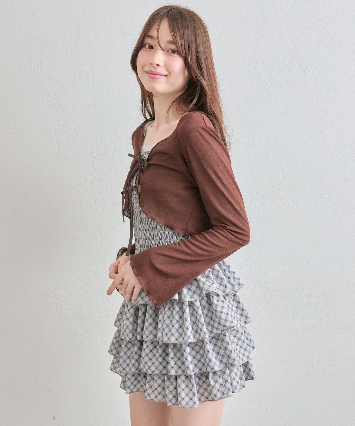 OLIVE des OLIVE(オリーブ デ オリーブ) 【SETアイテム】シャーリングキャミワンピとボレロのセット