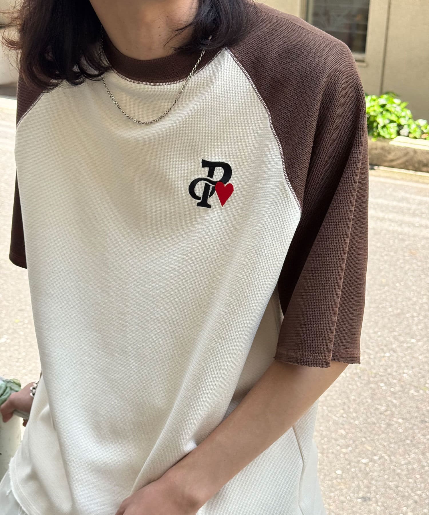 ワンポイント刺繍ラグランサーマル半袖Tシャツ | CIAOPANIC
