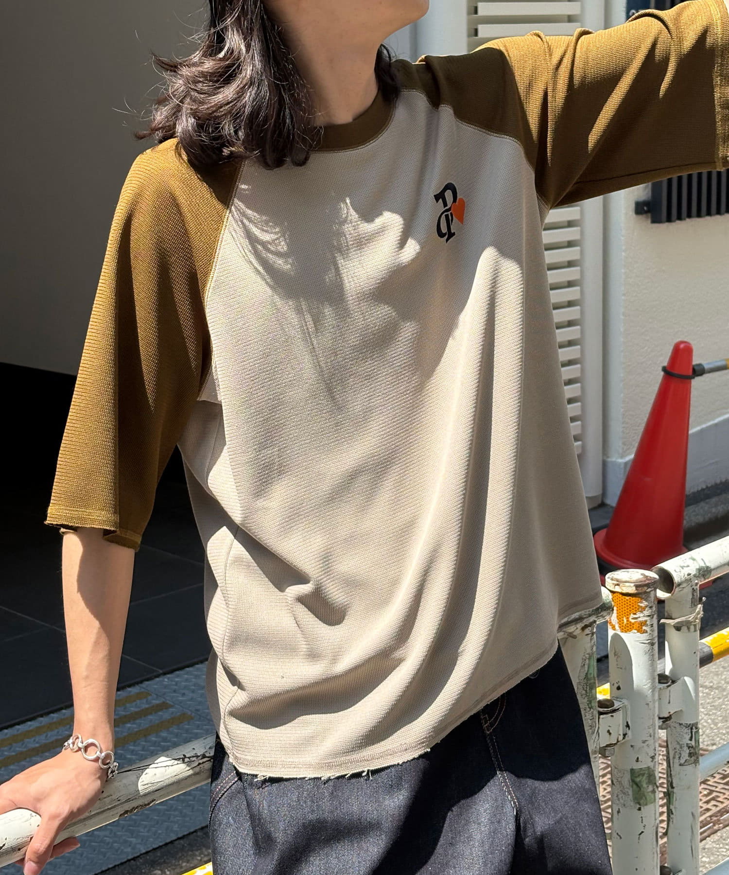 CIAOPANIC(チャオパニック) ワンポイント刺繍ラグランサーマル半袖Tシャツ