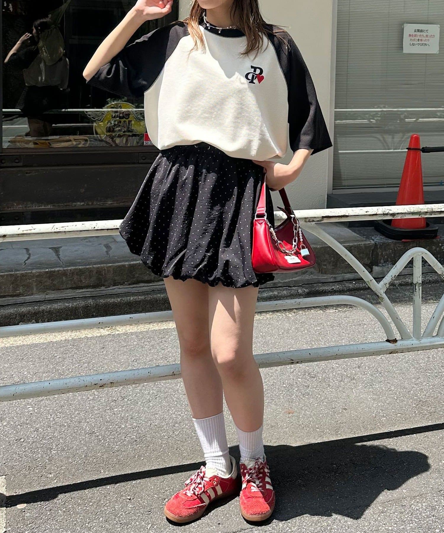 CIAOPANIC(チャオパニック) ワンポイント刺繍ラグランサーマル半袖Tシャツ