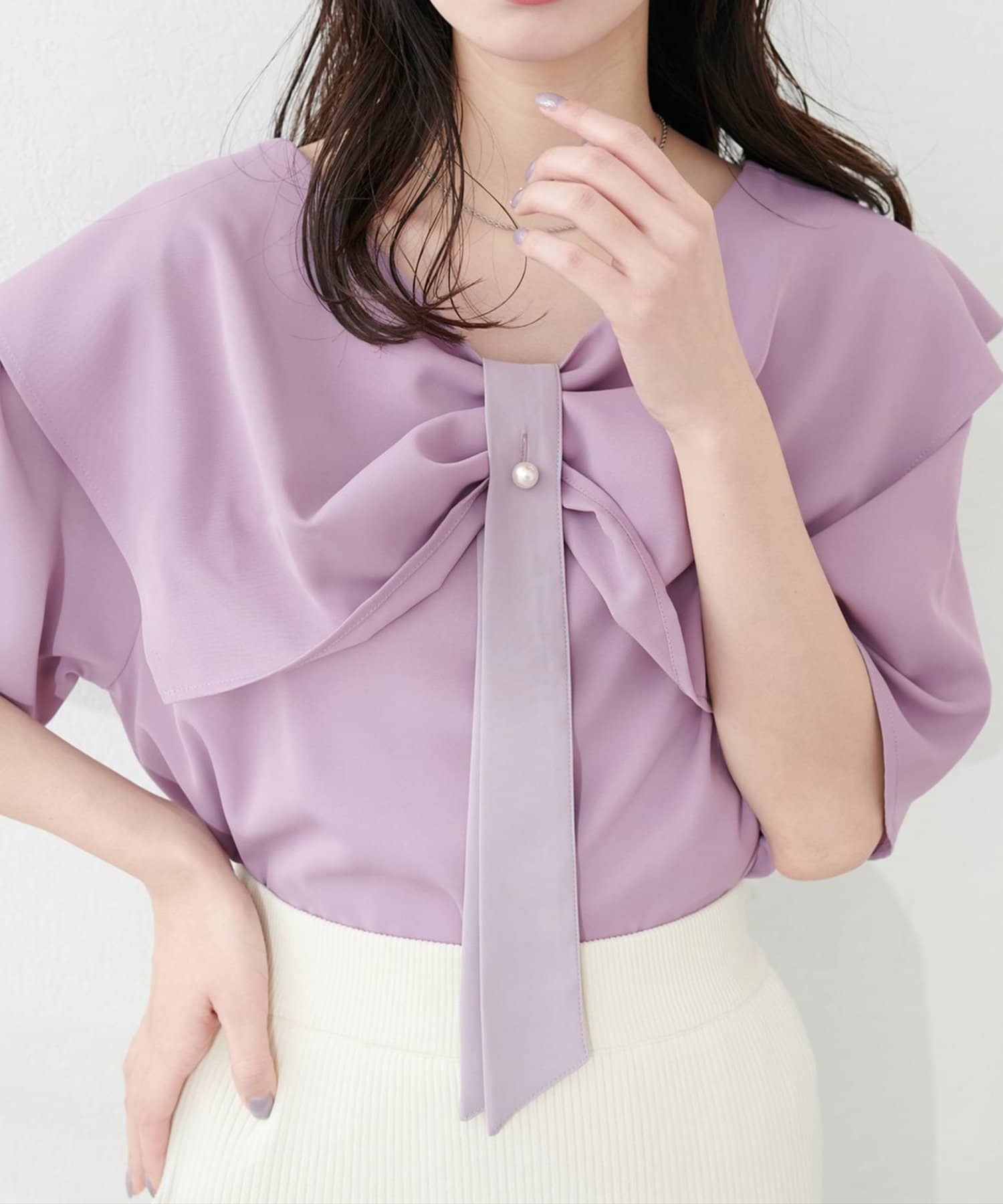 NICE CLAUP / OLIVE des OLIVE OUTLET(ナイスクラップ  / オリーブ デ オリーブ アウトレット) 【natural couture】マルチWAYBIGカラーリボンブラウス