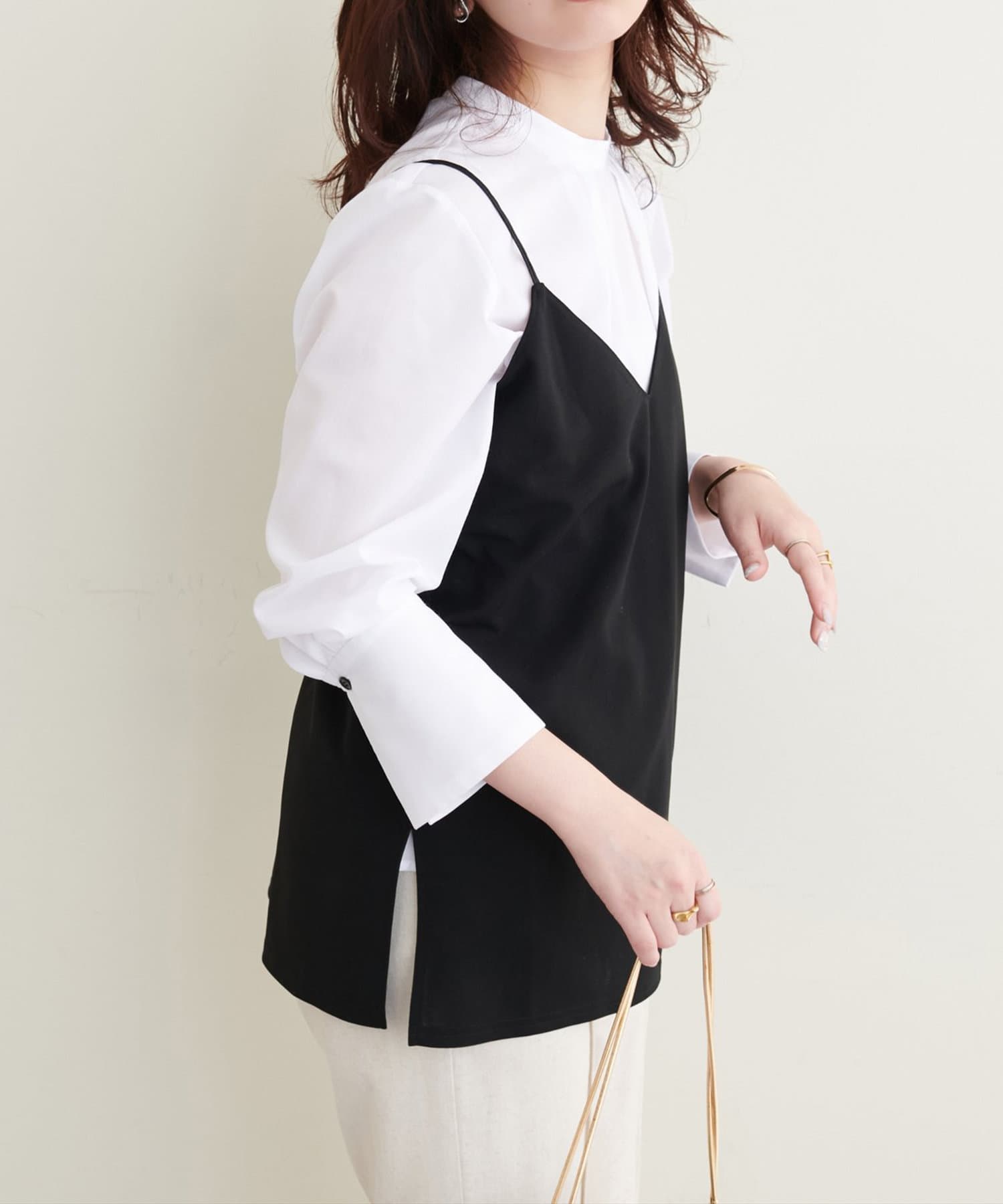 NICE CLAUP / OLIVE des OLIVE OUTLET(ナイスクラップ  / オリーブ デ オリーブ アウトレット) 【natural couture】バック釦スタンドカラーシャツ