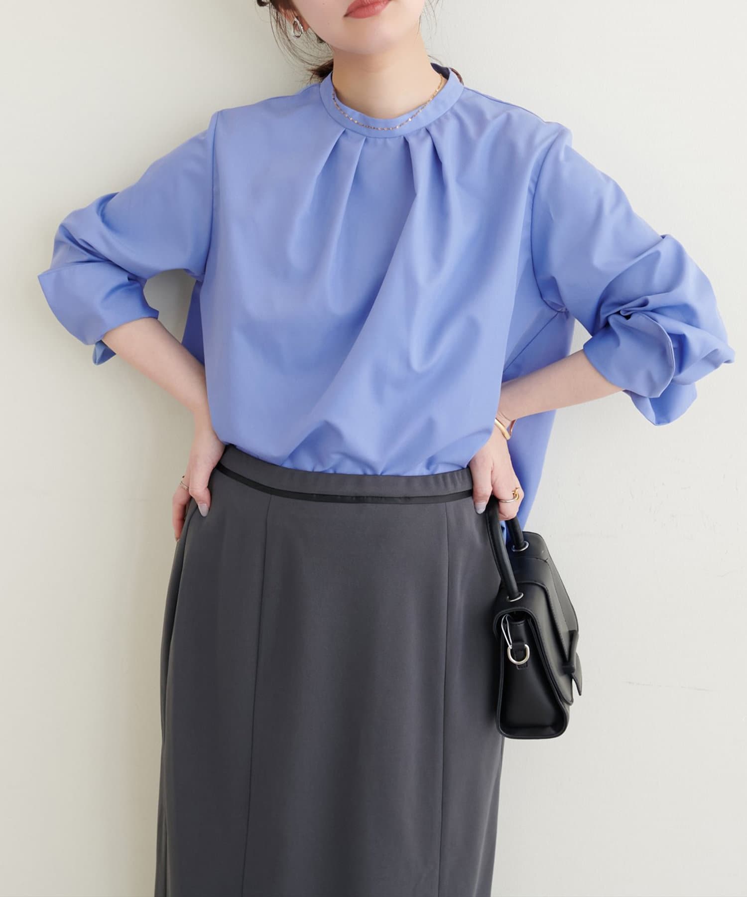 NICE CLAUP / OLIVE des OLIVE OUTLET(ナイスクラップ  / オリーブ デ オリーブ アウトレット) 【natural couture】バック釦スタンドカラーシャツ