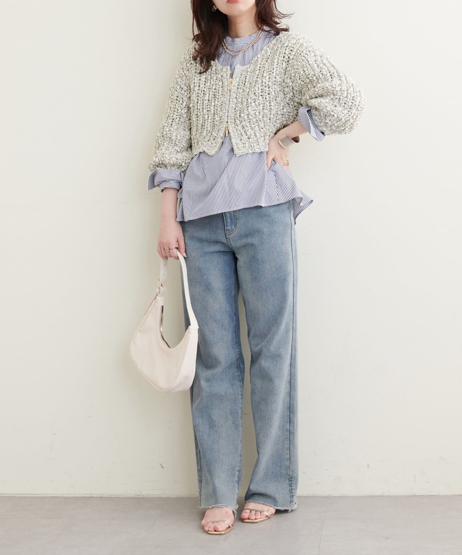 NICE CLAUP / OLIVE des OLIVE OUTLET(ナイスクラップ  / オリーブ デ オリーブ アウトレット) 【natural couture】バック釦スタンドカラーシャツ