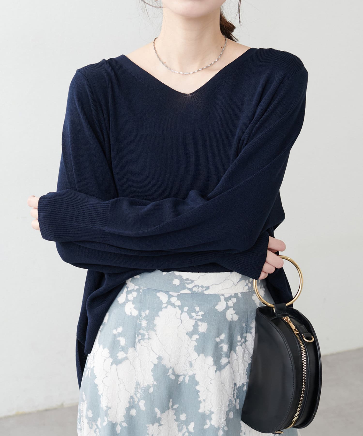 NICE CLAUP / OLIVE des OLIVE OUTLET(ナイスクラップ  / オリーブ デ オリーブ アウトレット) 【natural couture】麻タッチv開きニット